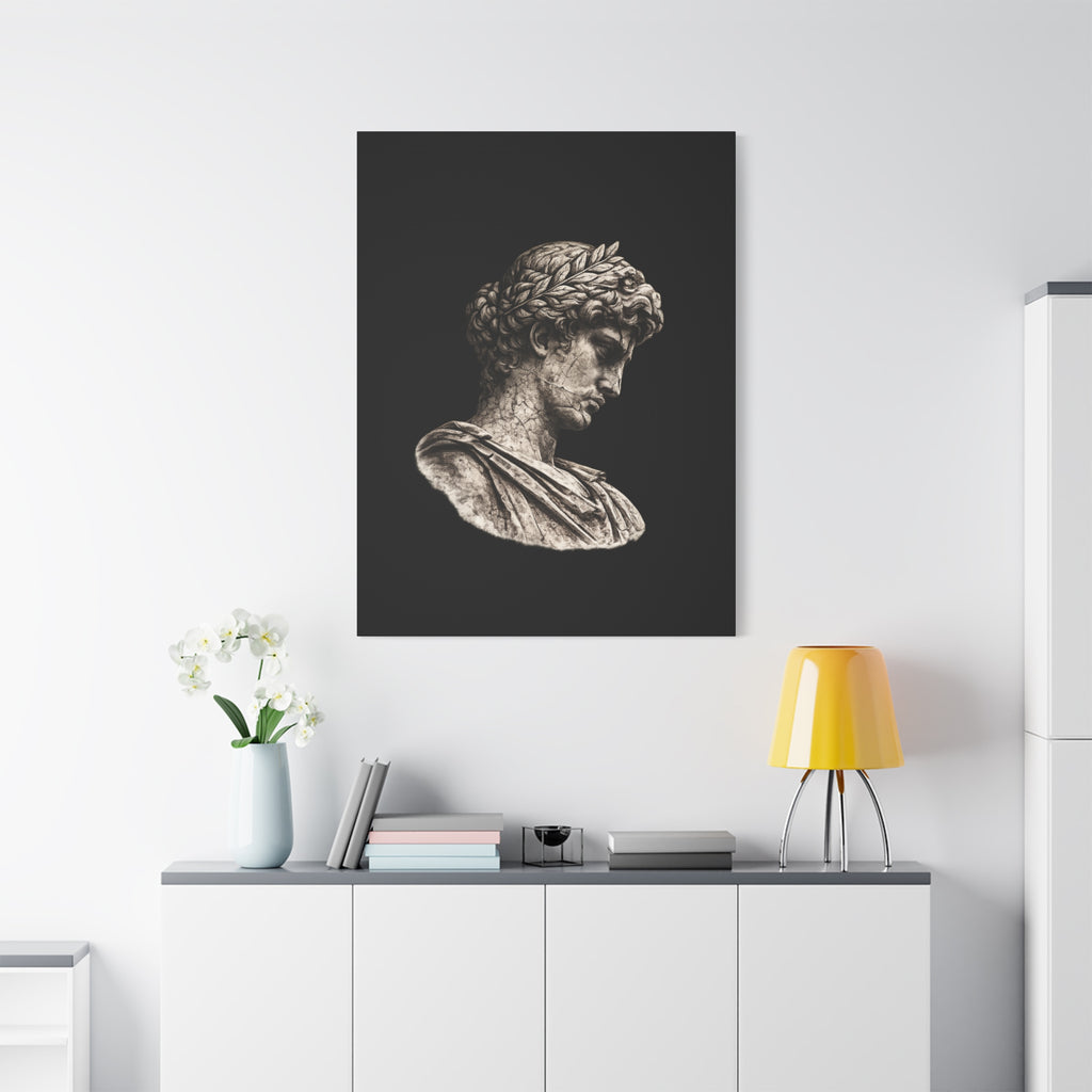 Classical Roman Bust Matte Canvas Wall Art — Stretched Gallery Canvas - Sculpted Heritage