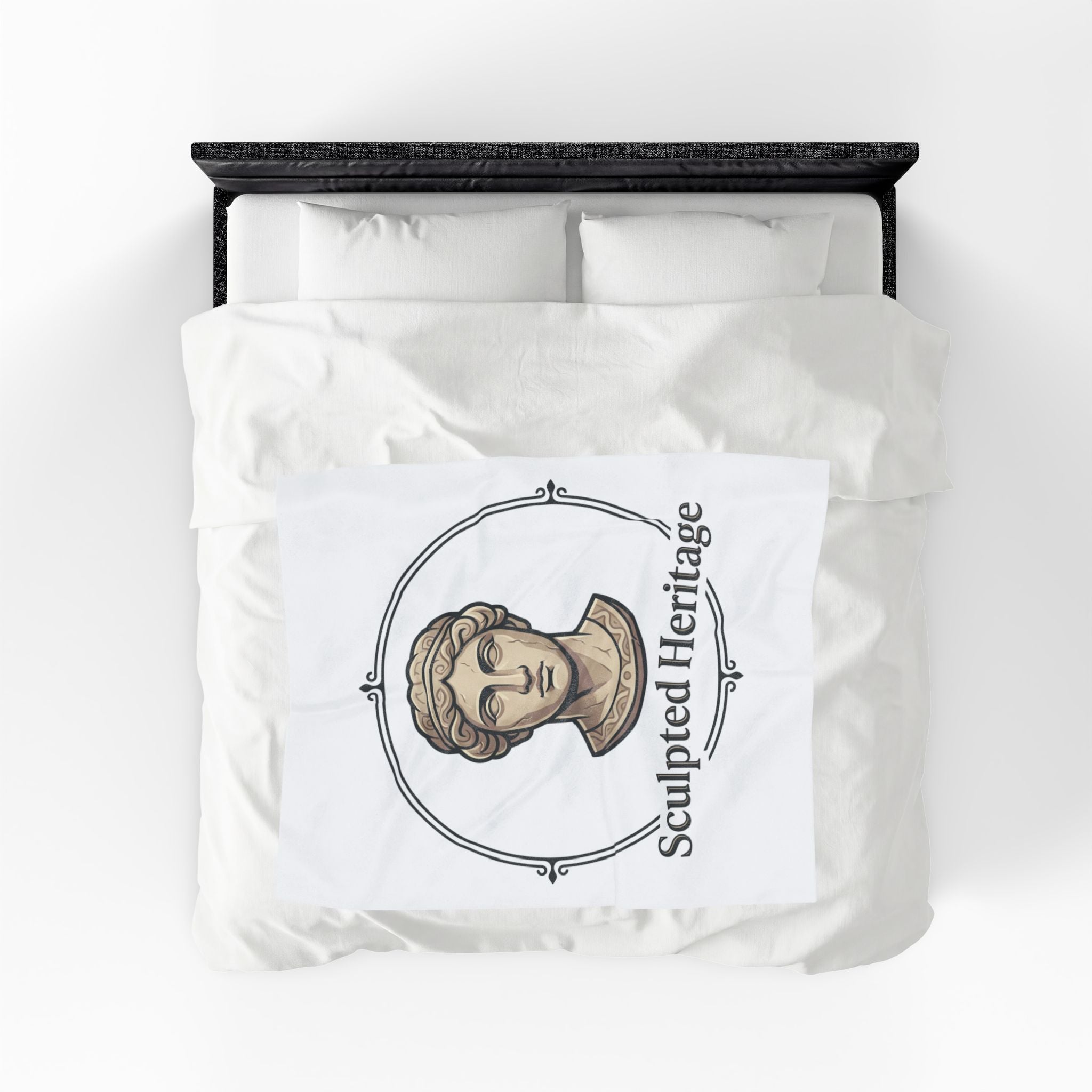 Velveteen Plush Blanket — Sculpted Heritage Roman Bust Throw - Sculpted Heritage