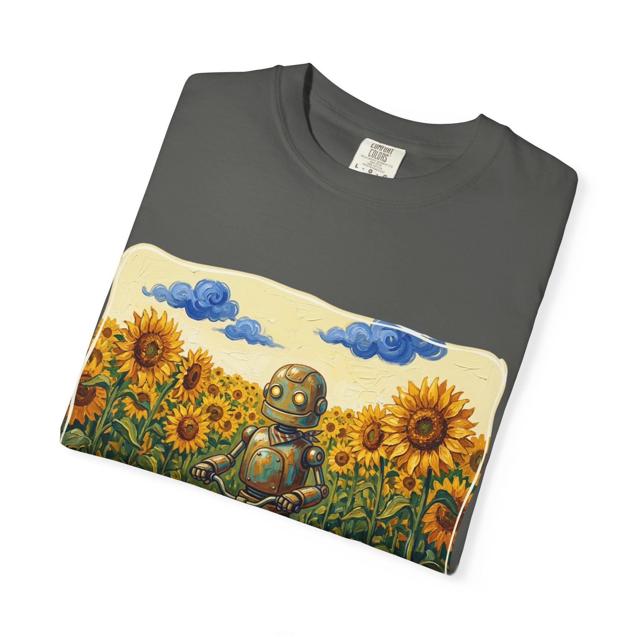 Sunflower Path Robot Biker T-Shirt - Sculpted Heritage