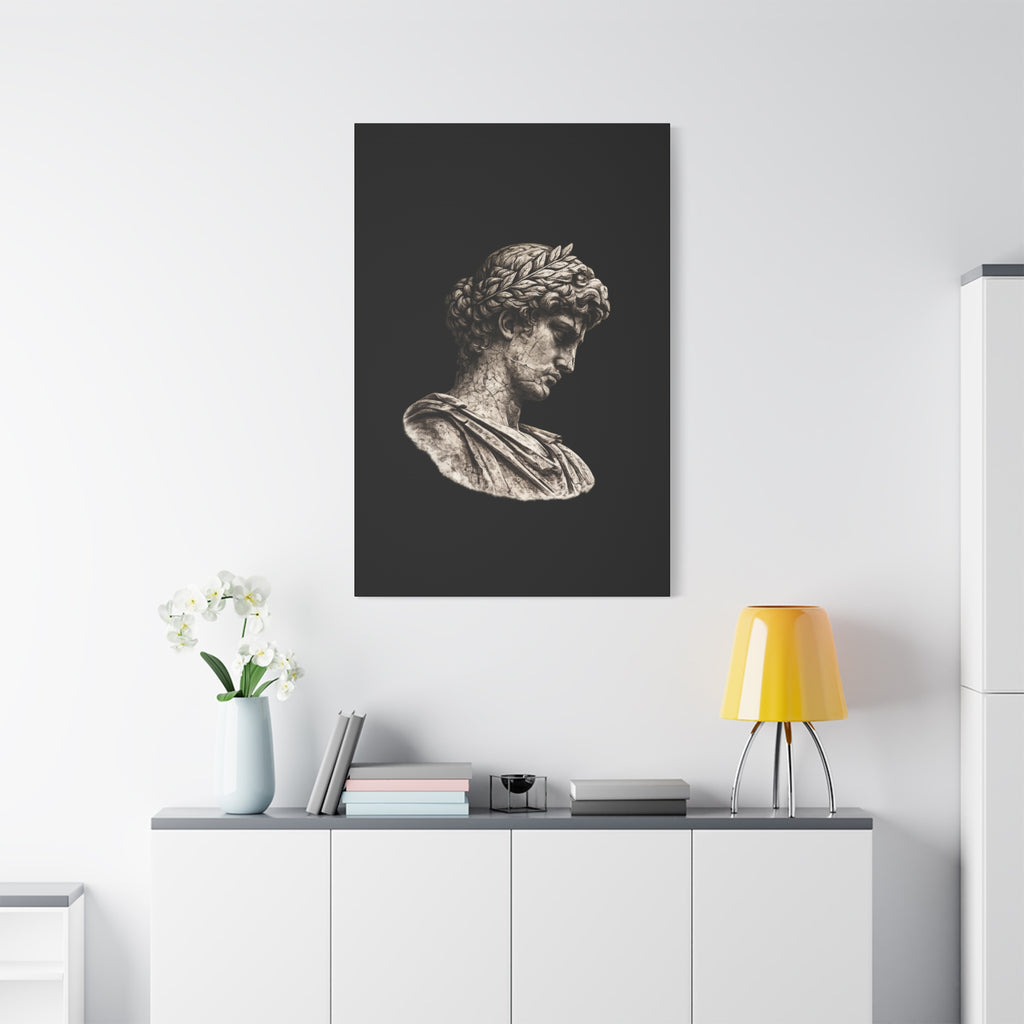 Classical Roman Bust Matte Canvas Wall Art — Stretched Gallery Canvas - Sculpted Heritage
