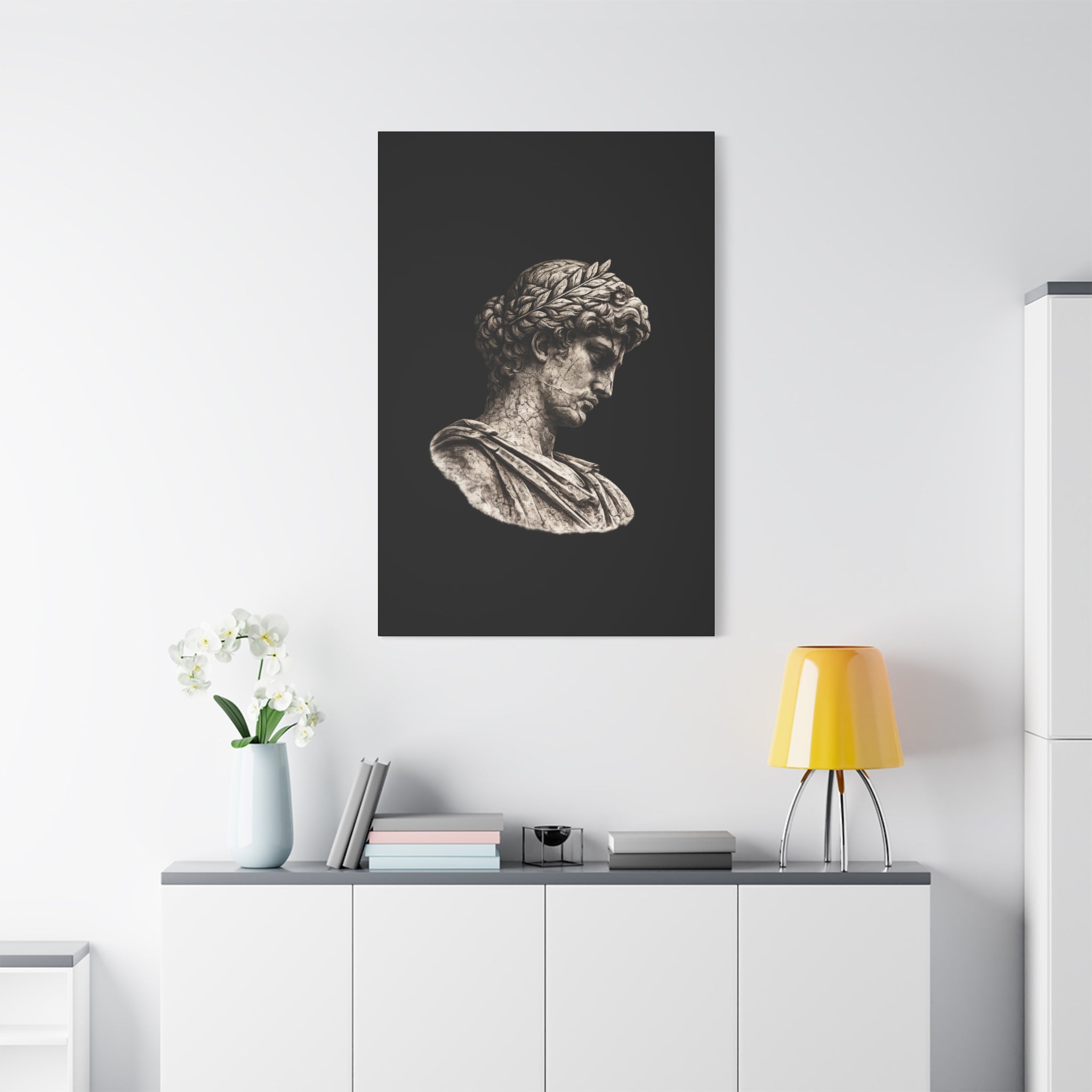 Classical Roman Bust Matte Canvas Wall Art — Stretched Gallery Canvas - Sculpted Heritage