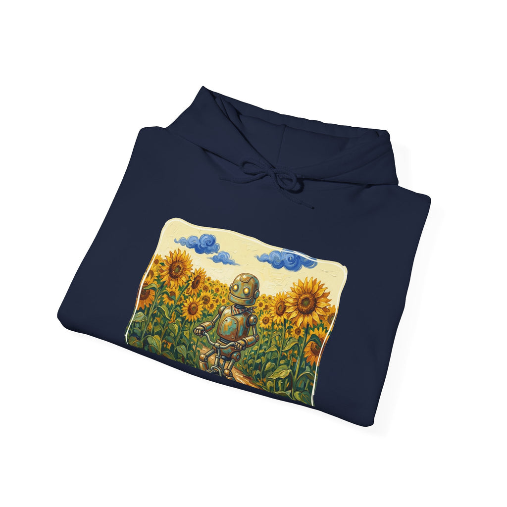 Heritage Hoodie — Vintage Robot in Sunflowers Graphic Sweatshirt - Sculpted Heritage