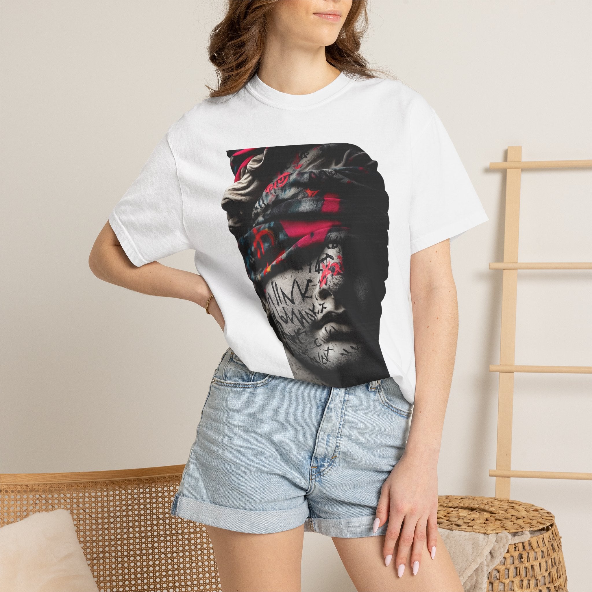 Sculpted Heritage T-Shirt — Street Art Blindfolded Bust Design - Sculpted Heritage