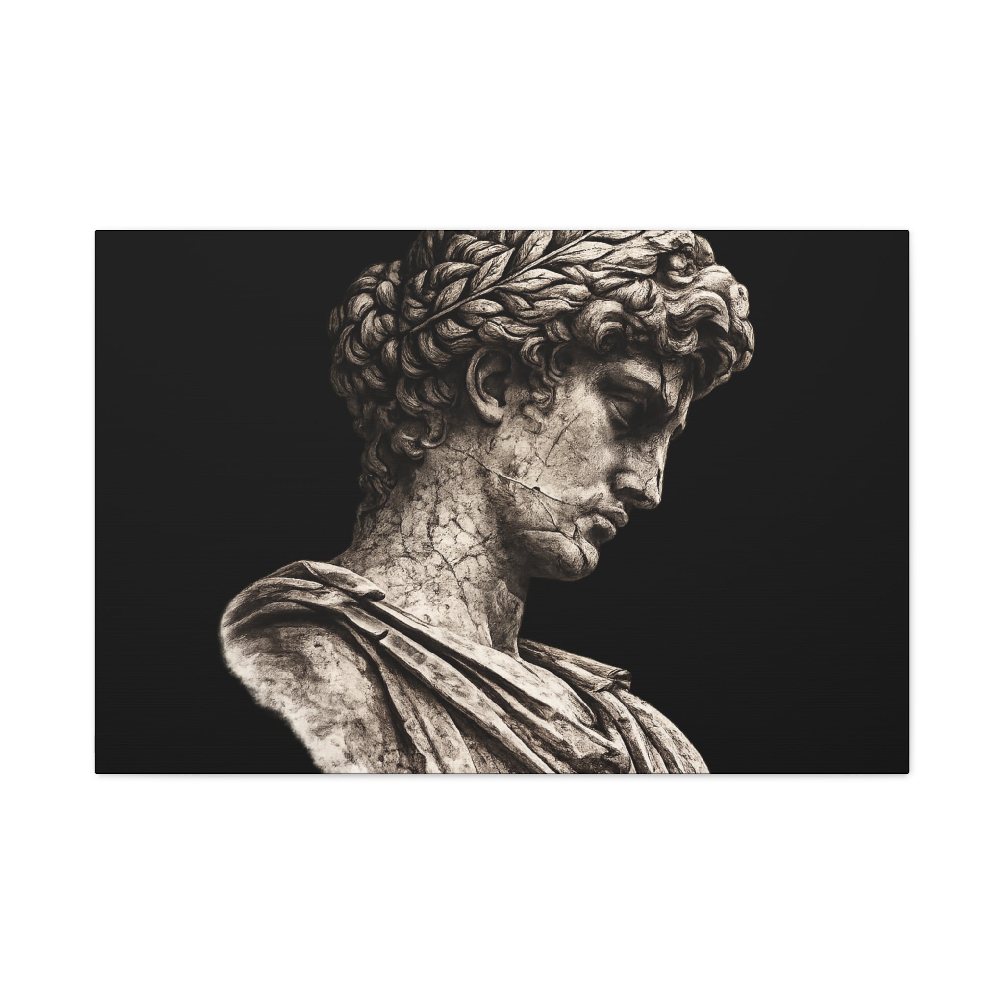 Classical Roman Bust Matte Canvas Wall Art — Stretched Gallery Canvas - Sculpted Heritage