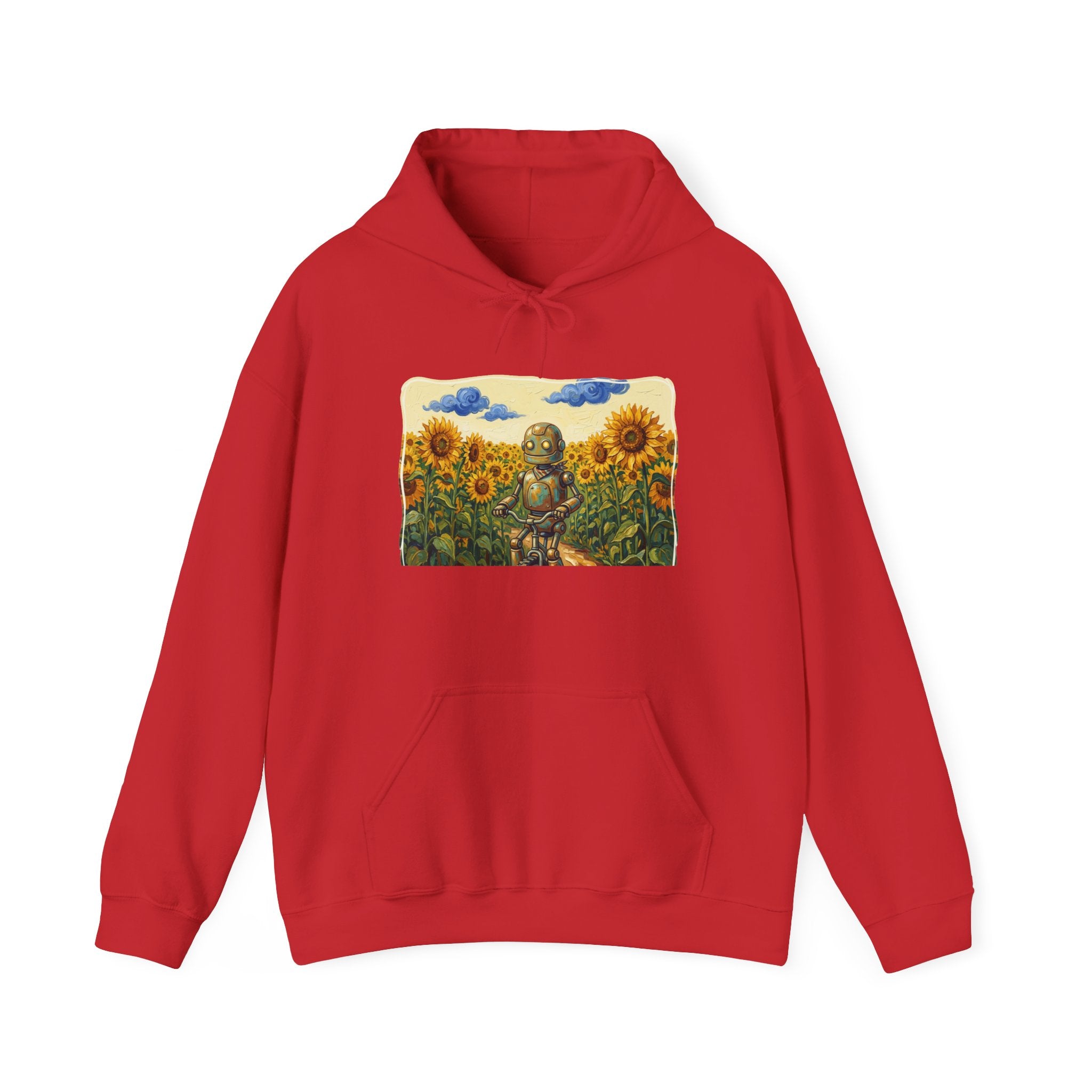 Heritage Hoodie — Vintage Robot in Sunflowers Graphic Sweatshirt - Sculpted Heritage