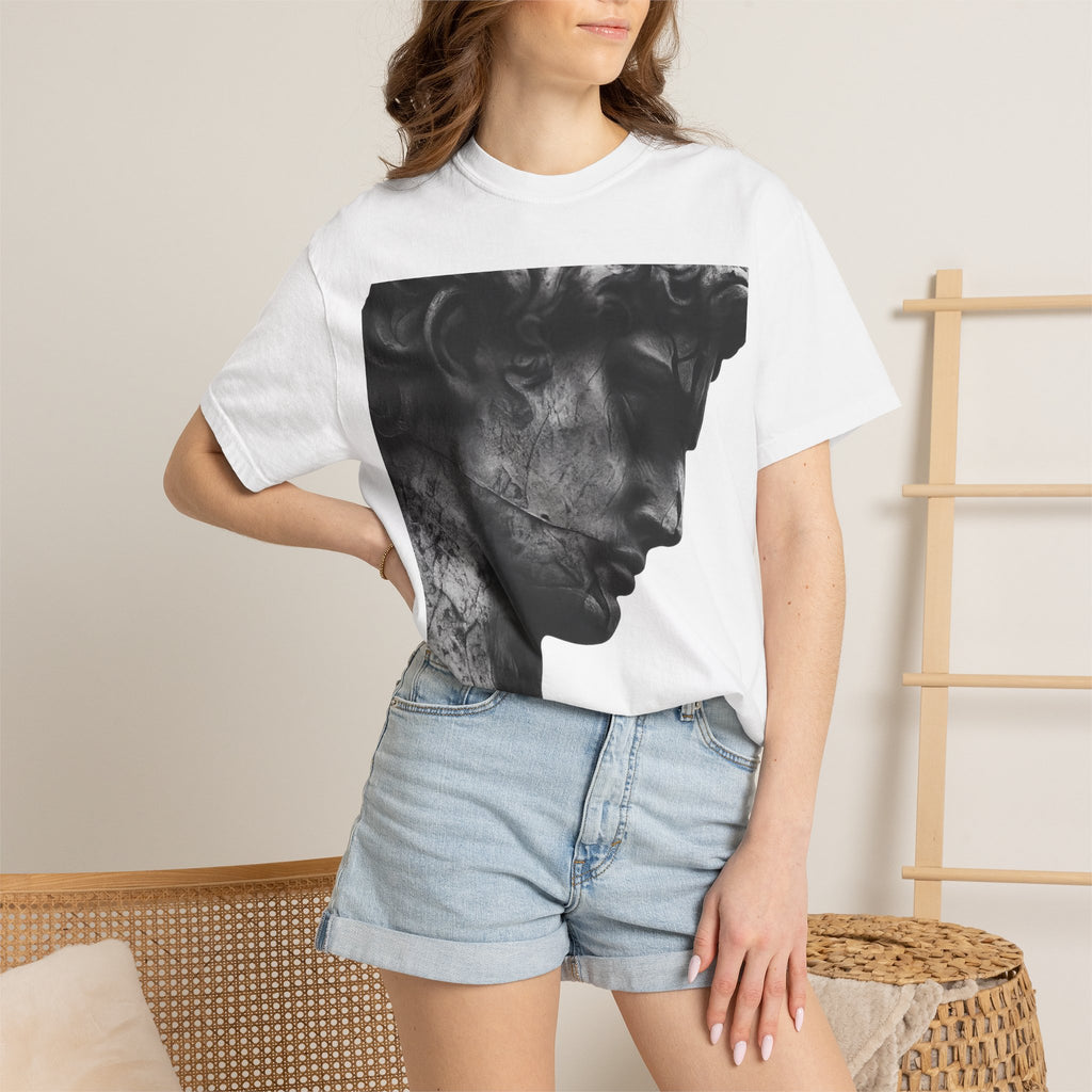 Classical Sculpture Profile T-Shirt — Vintage Monochrome Art Tee - Sculpted Heritage