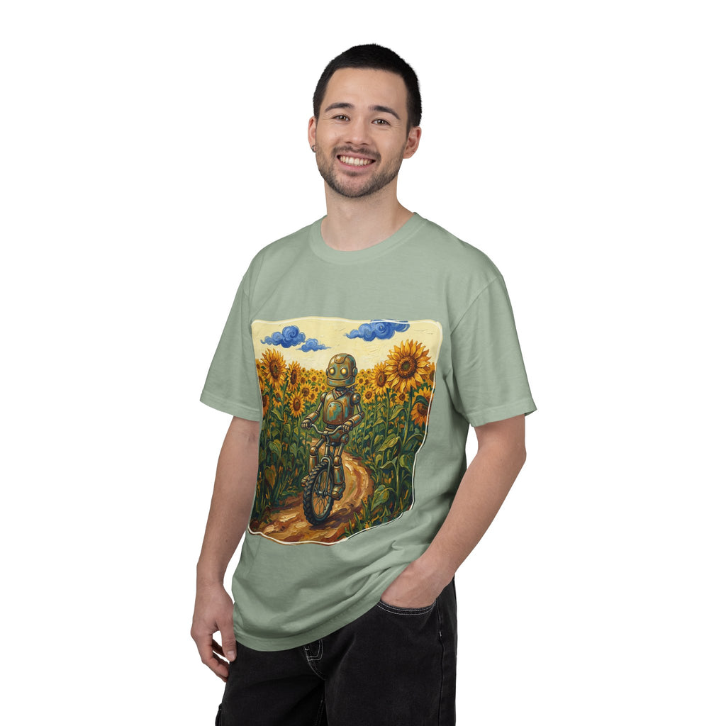 Sunflower Path Robot Biker T-Shirt - Sculpted Heritage