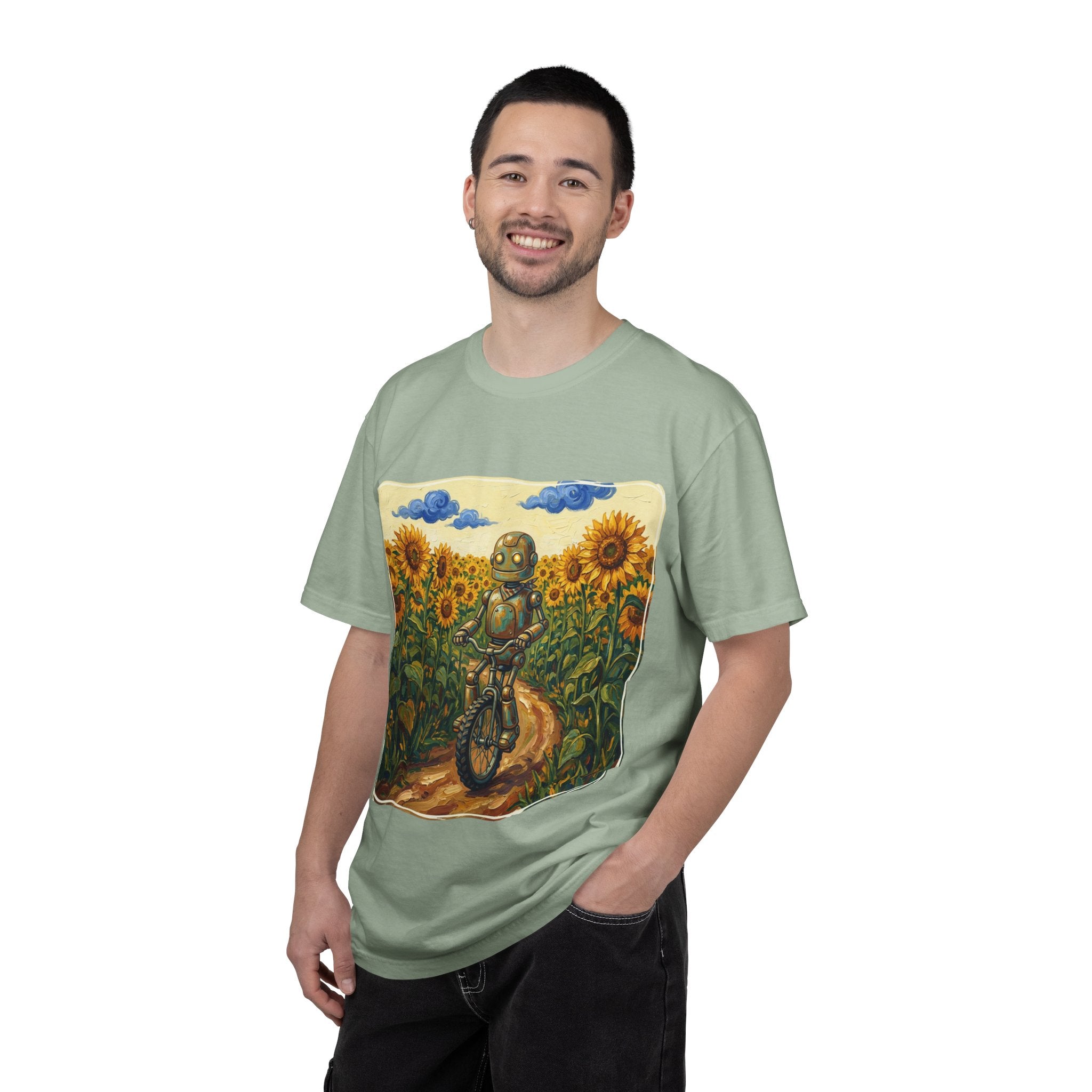 Sunflower Path Robot Biker T-Shirt - Sculpted Heritage