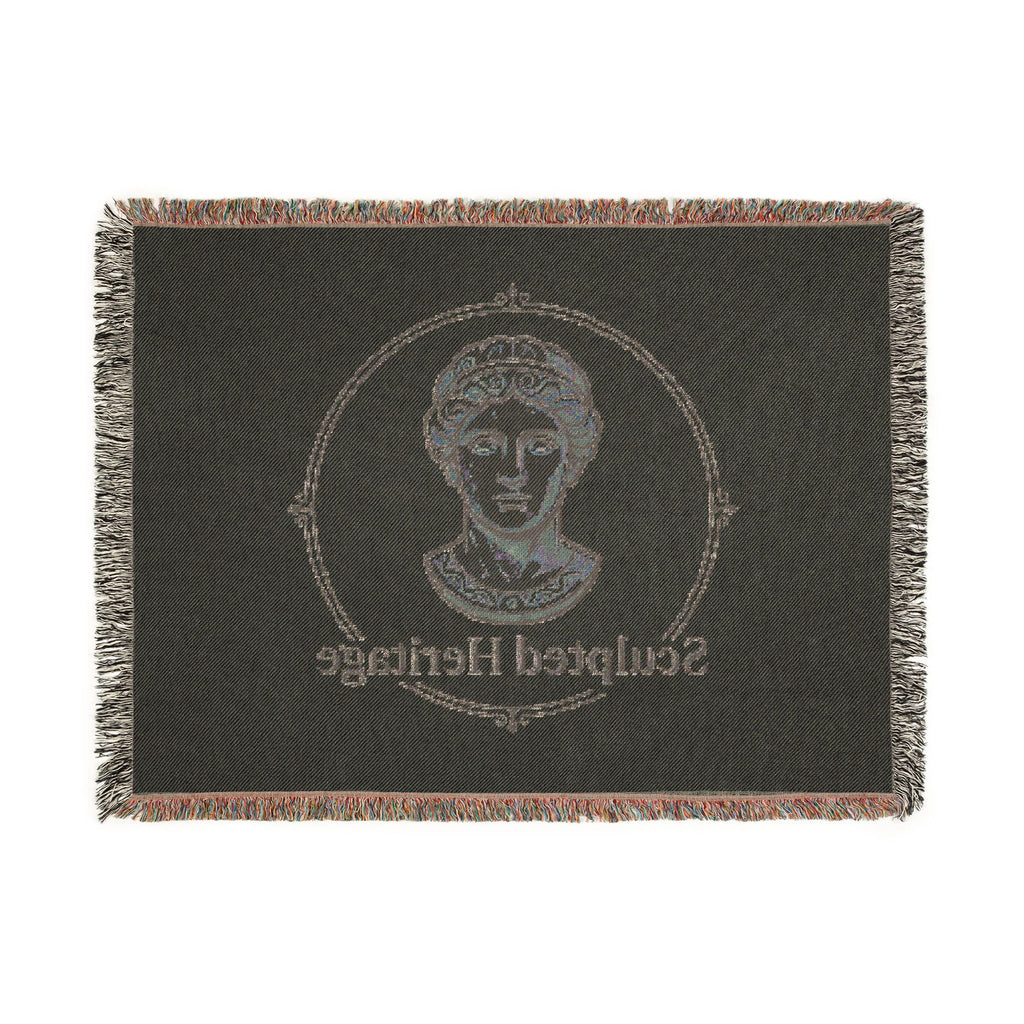 Sculpted Heritage Woven Blanket — Classical Bust Throw Blanket - Sculpted Heritage