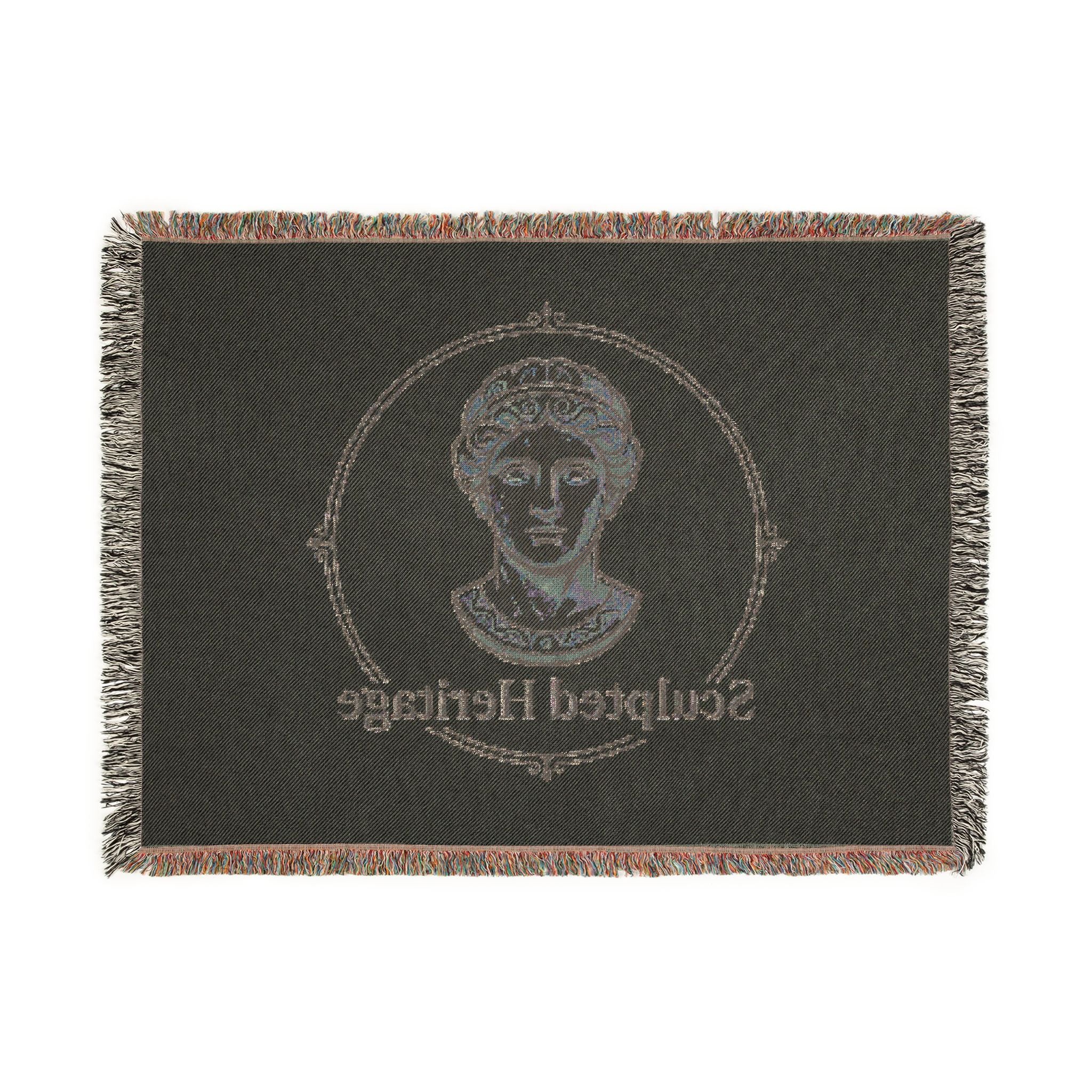 Sculpted Heritage Woven Blanket — Classical Bust Throw Blanket - Sculpted Heritage