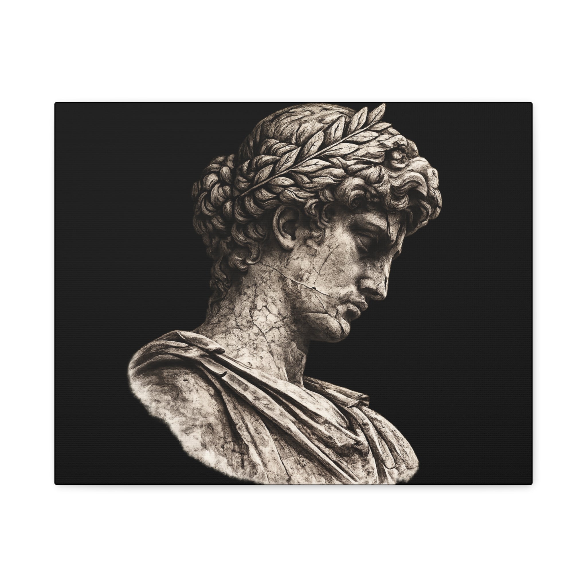 Classical Roman Bust Matte Canvas Wall Art — Stretched Gallery Canvas - Sculpted Heritage