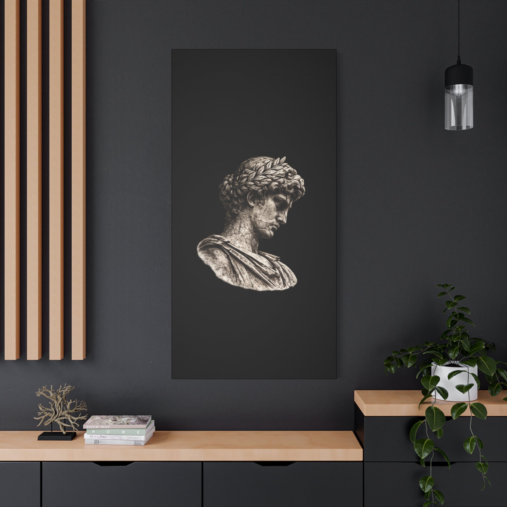 Classical Roman Bust Matte Canvas Wall Art — Stretched Gallery Canvas - Sculpted Heritage