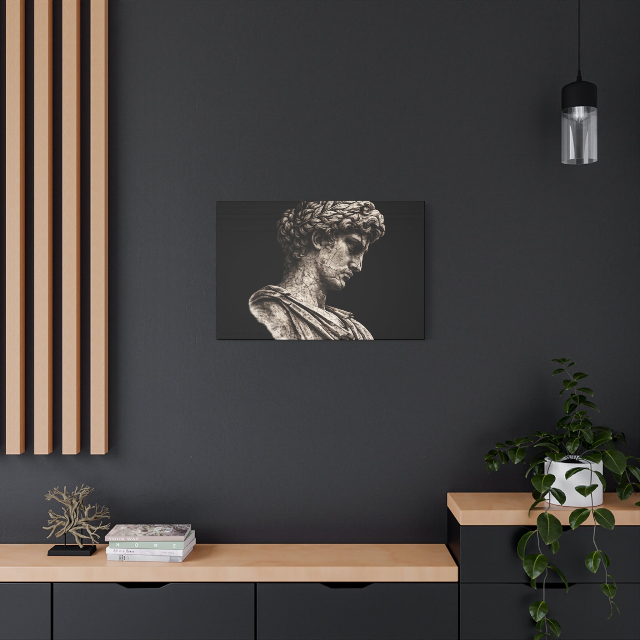 Classical Roman Bust Matte Canvas Wall Art — Stretched Gallery Canvas - Sculpted Heritage