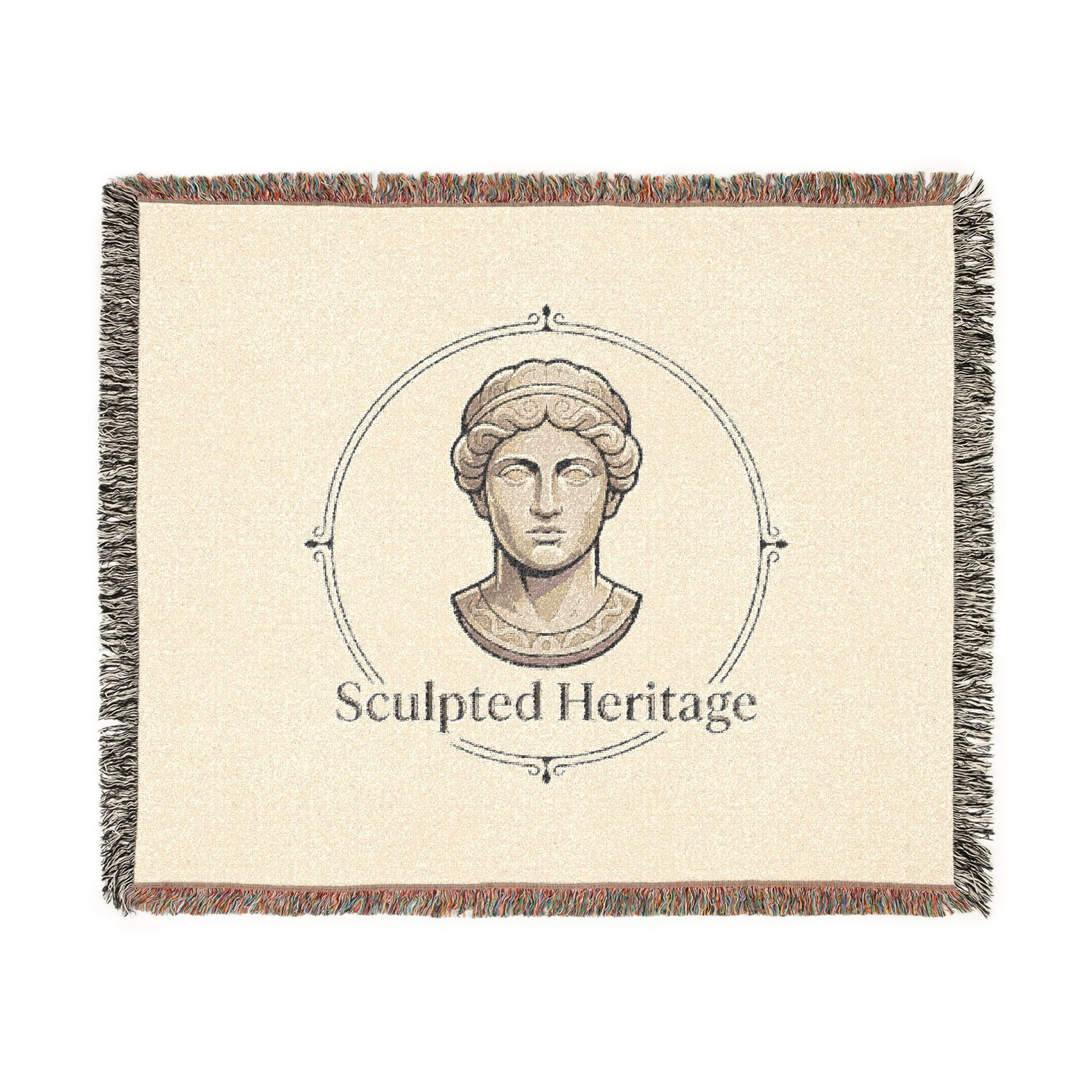 Sculpted Heritage Woven Blanket — Classical Bust Throw Blanket - Sculpted Heritage