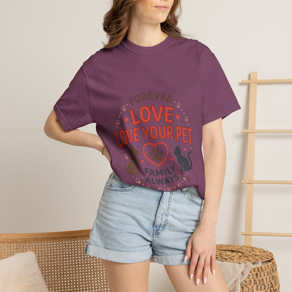 Love Your Pet T-Shirt — "Forever Love, Family Always" Pet Lover Tee - Sculpted Heritage