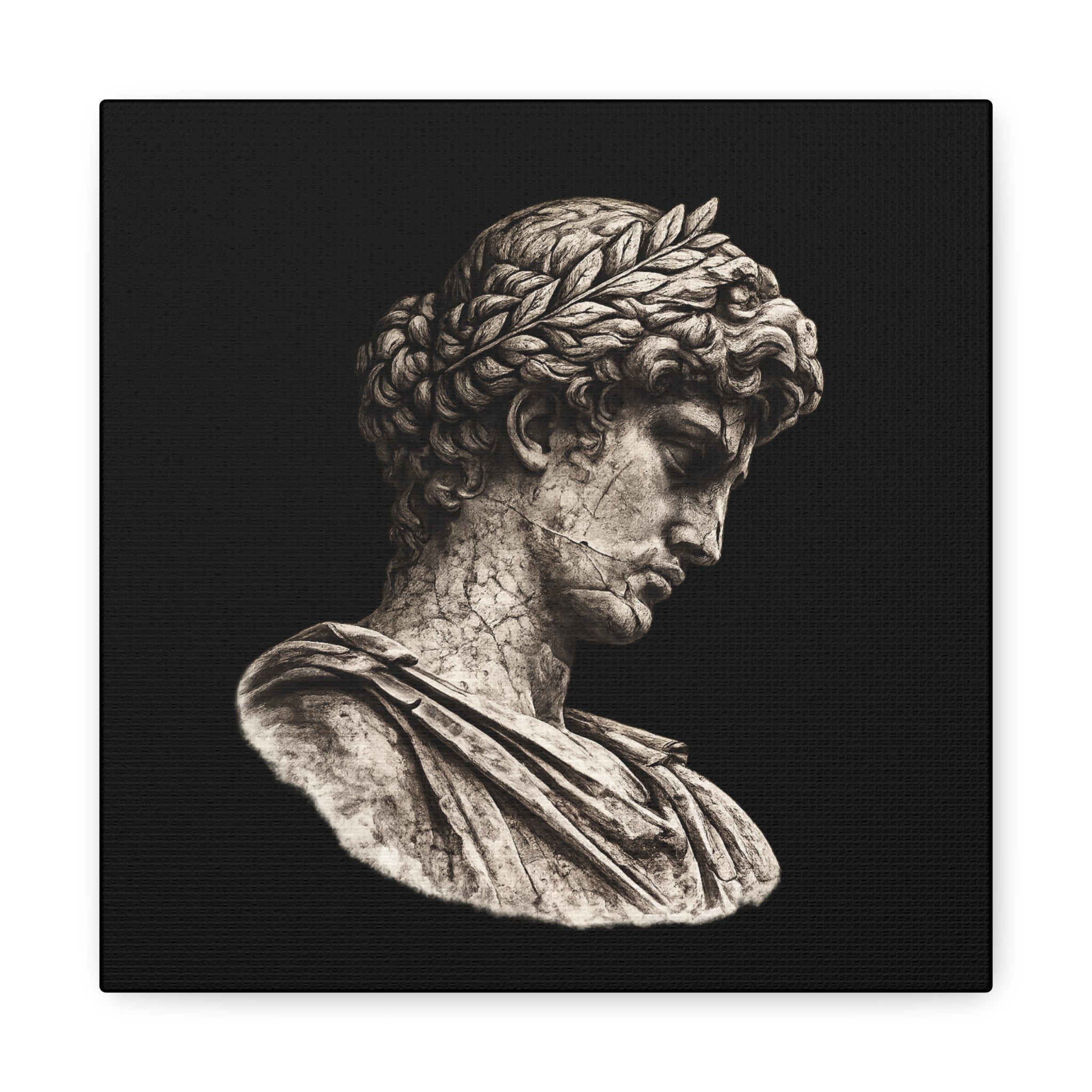 Classical Roman Bust Matte Canvas Wall Art — Stretched Gallery Canvas - Sculpted Heritage