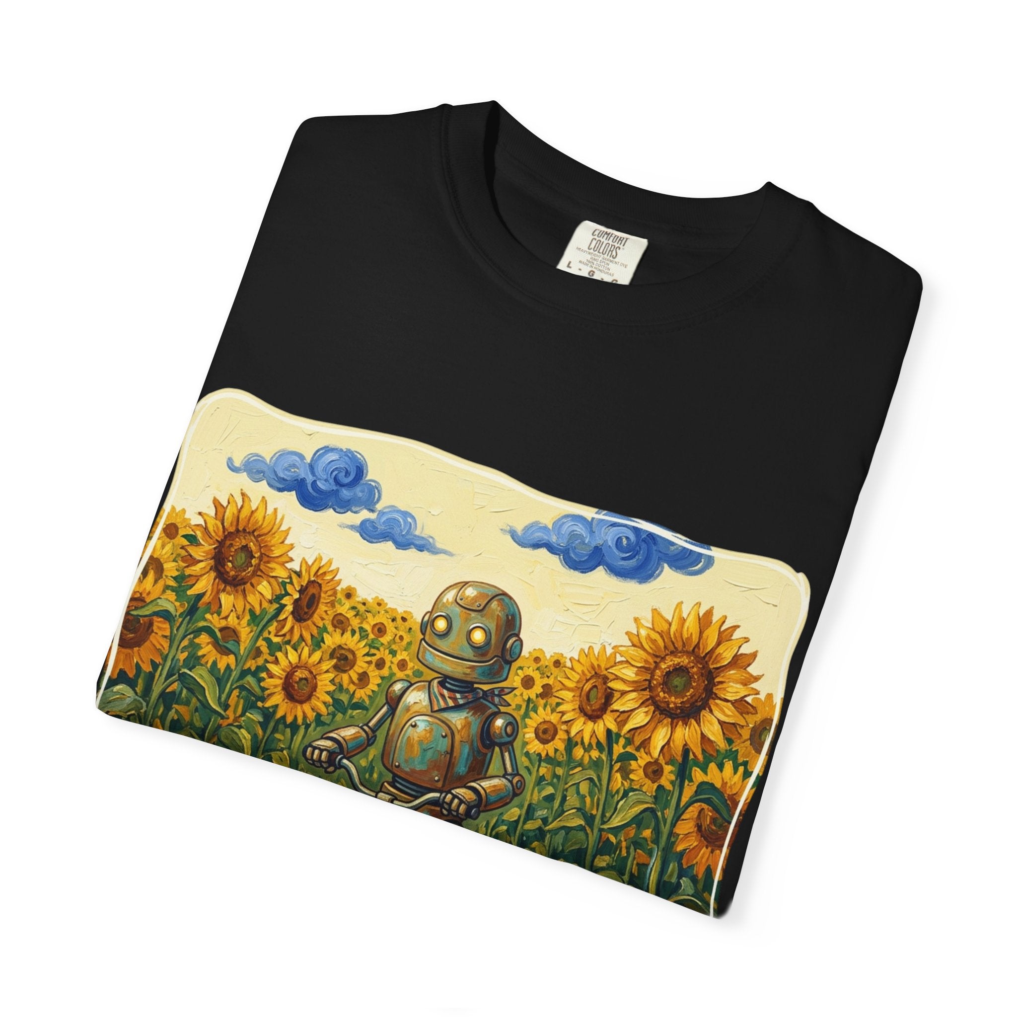 Sunflower Path Robot Biker T-Shirt - Sculpted Heritage