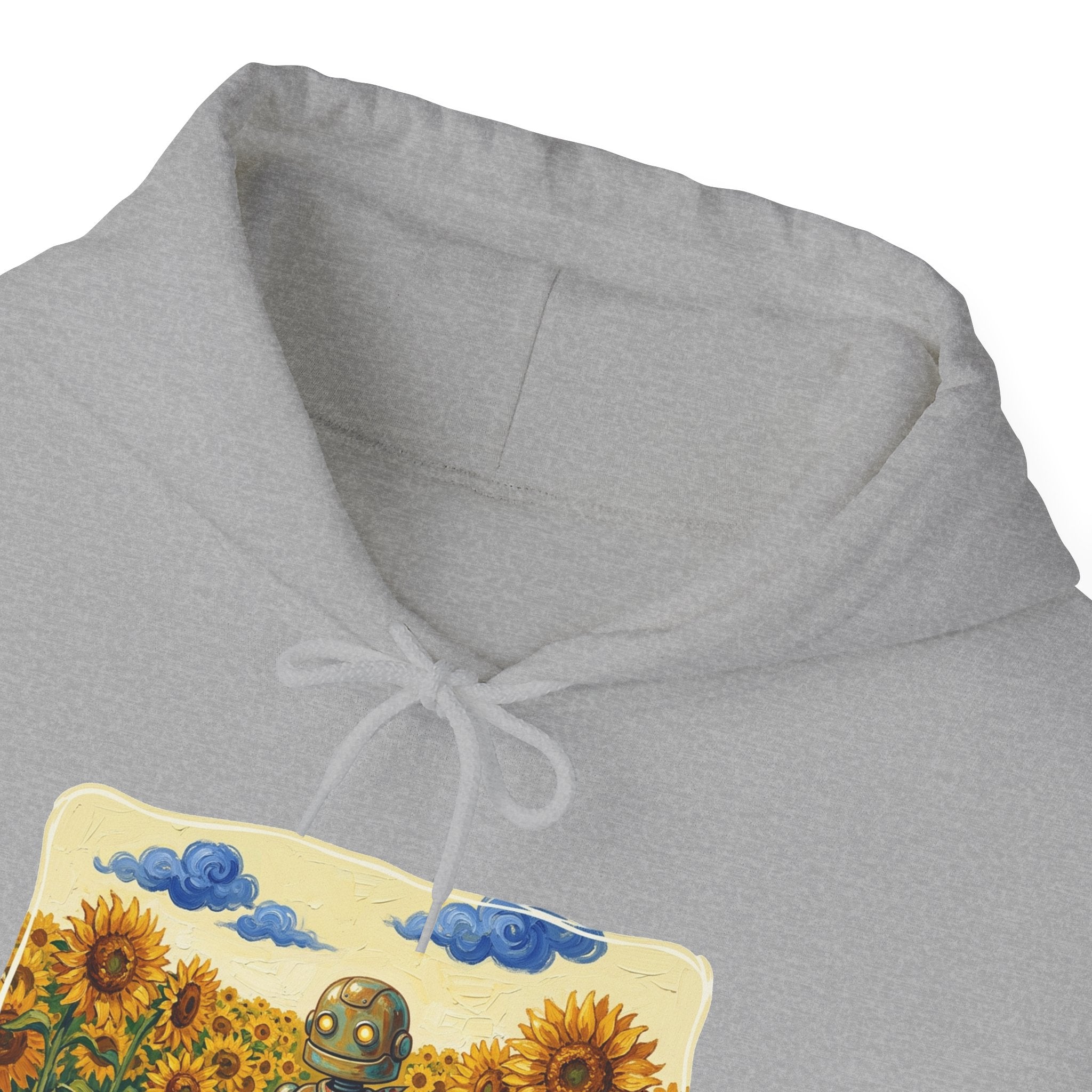 Heritage Hoodie — Vintage Robot in Sunflowers Graphic Sweatshirt - Sculpted Heritage