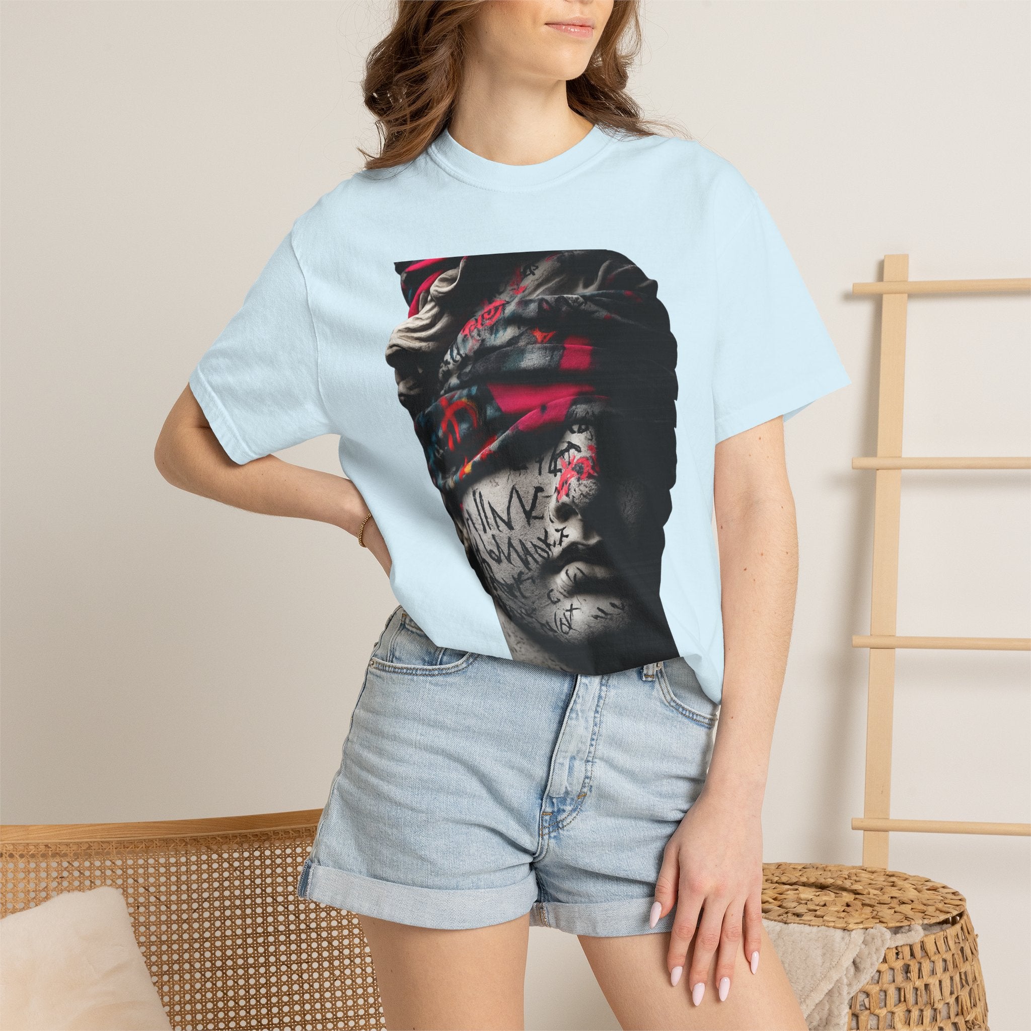 Sculpted Heritage T-Shirt — Street Art Blindfolded Bust Design - Sculpted Heritage