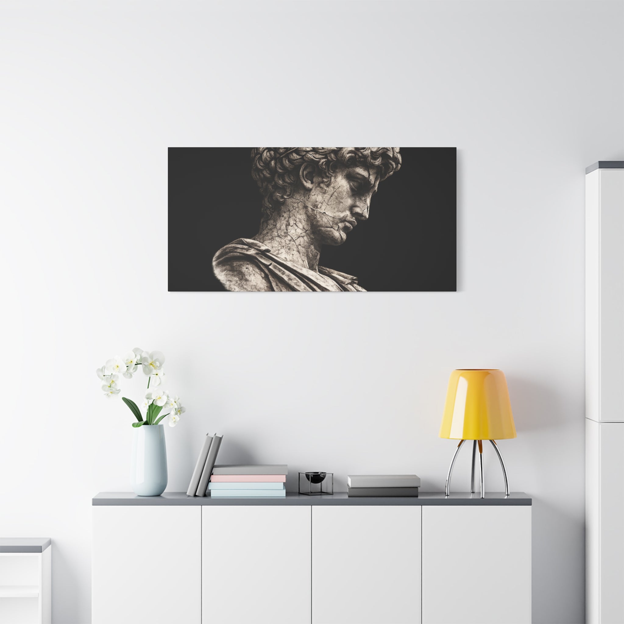 Classical Roman Bust Matte Canvas Wall Art — Stretched Gallery Canvas - Sculpted Heritage