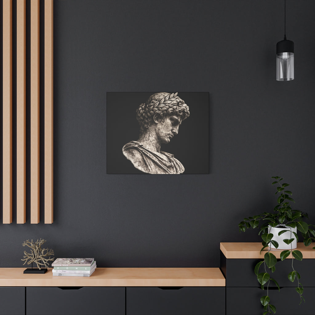 Classical Roman Bust Matte Canvas Wall Art — Stretched Gallery Canvas - Sculpted Heritage