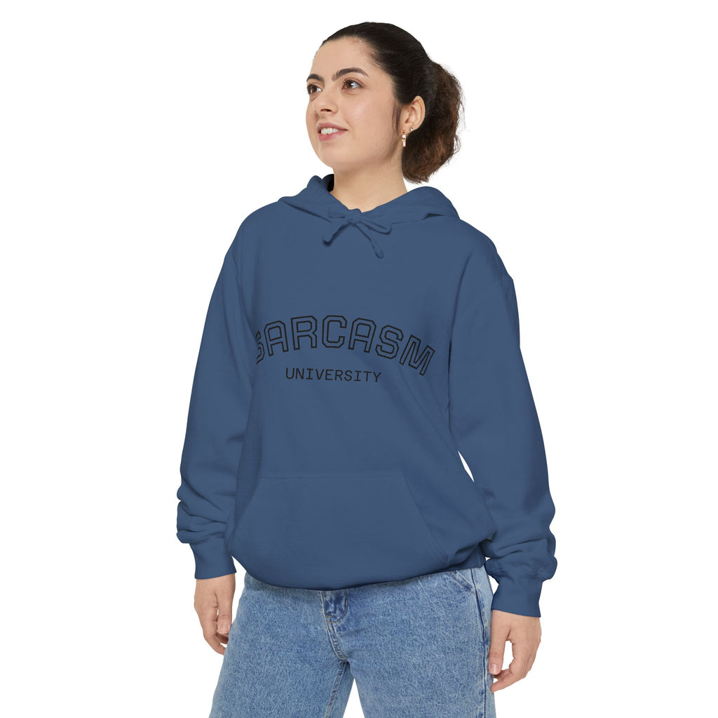Sarcasm University Hoodie — Funny Collegiate Pullover - Sculpted Heritage