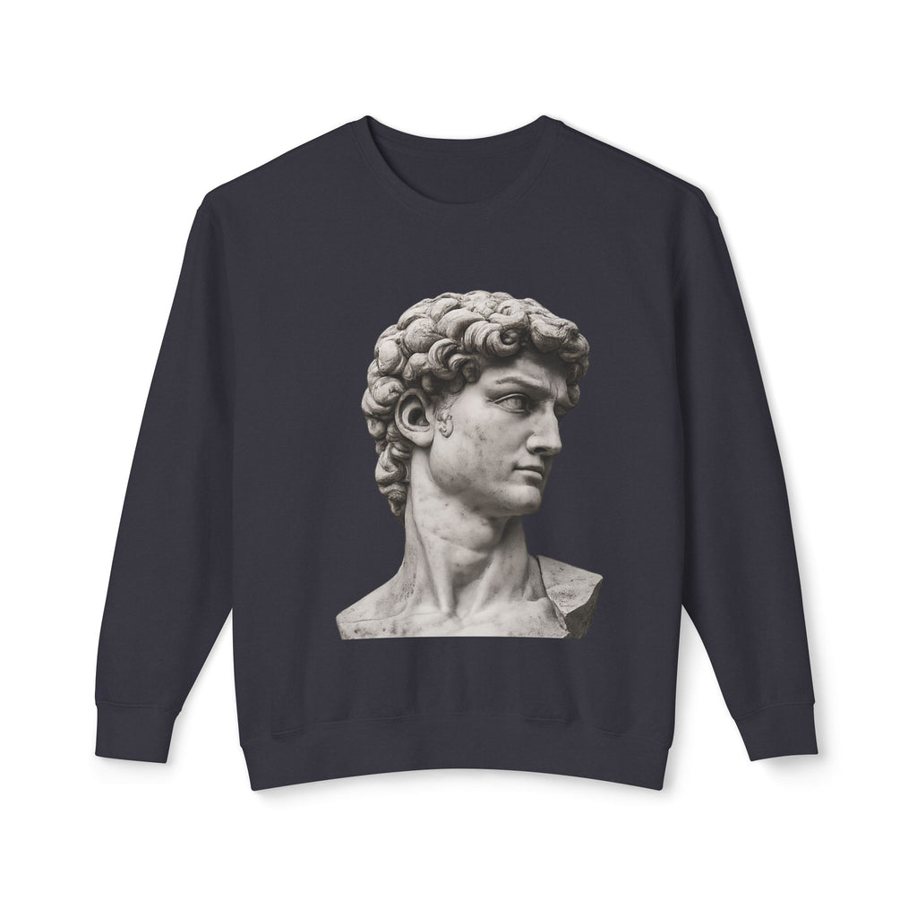 David Bust Crewneck Sweatshirt — Classical Sculpture Graphic Pullover - Sculpted Heritage