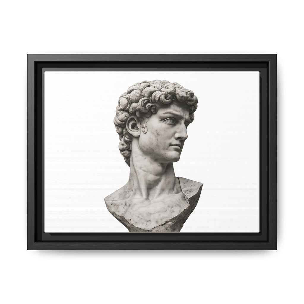 Framed Matte Canvas Print — Classical David Bust Sculpture - Sculpted Heritage