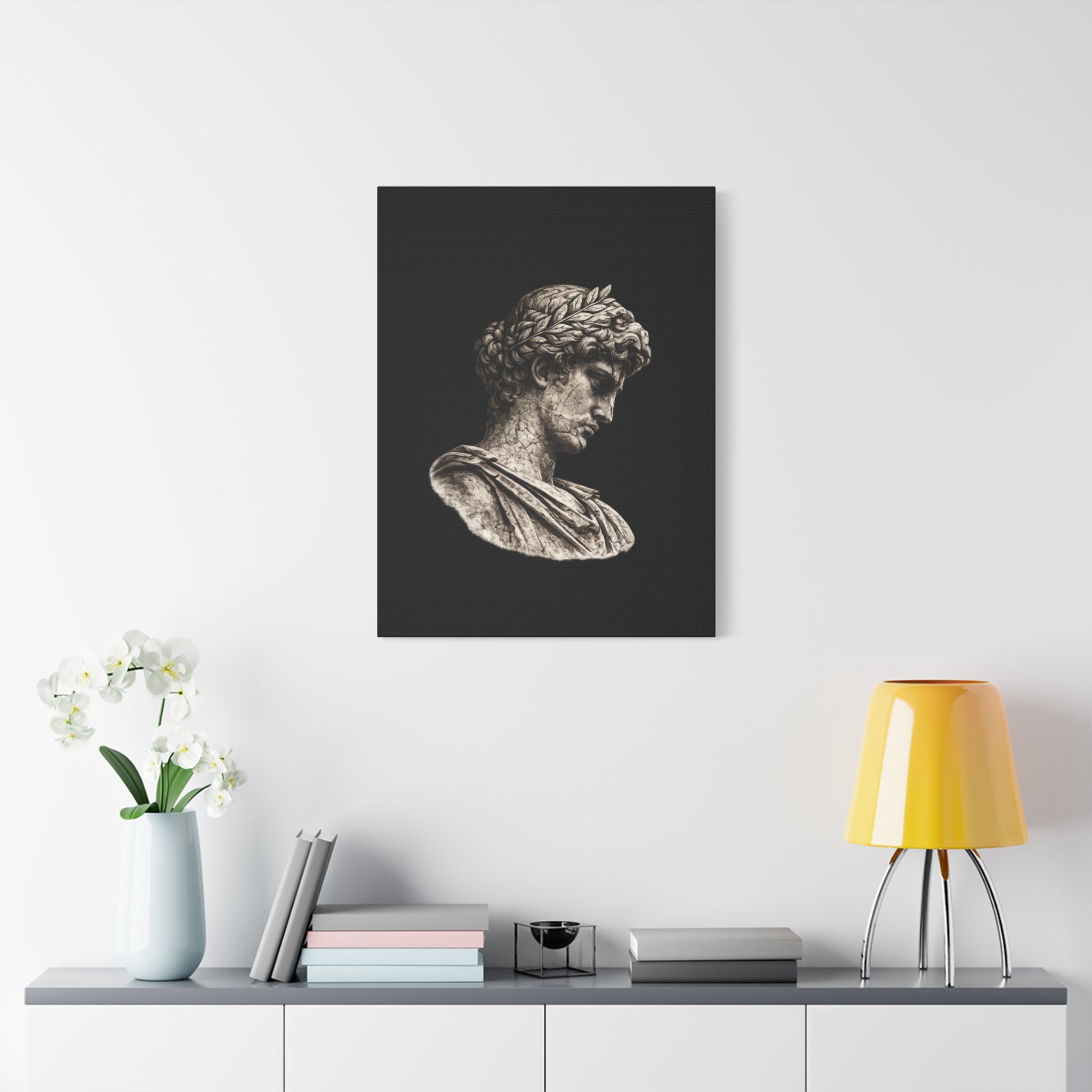 Classical Roman Bust Matte Canvas Wall Art — Stretched Gallery Canvas - Sculpted Heritage