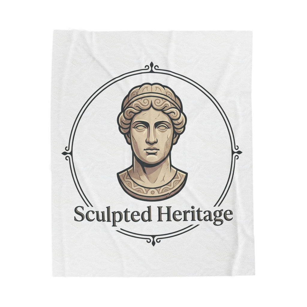 Velveteen Plush Blanket — Sculpted Heritage Roman Bust Throw - Sculpted Heritage