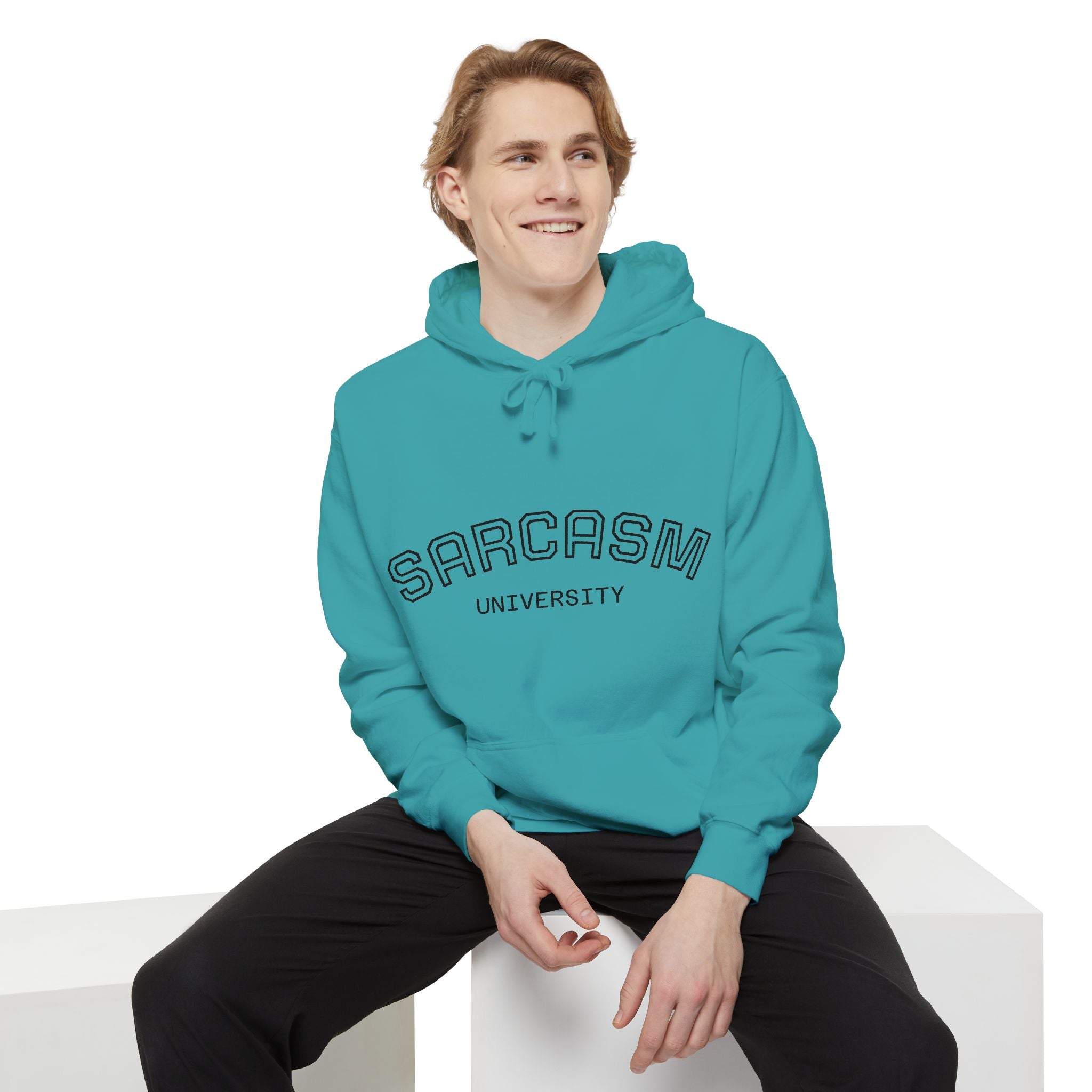 Sarcasm University Hoodie — Funny Collegiate Pullover - Sculpted Heritage
