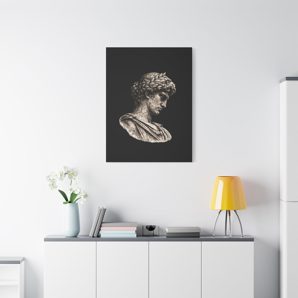 Classical Roman Bust Matte Canvas Wall Art — Stretched Gallery Canvas - Sculpted Heritage