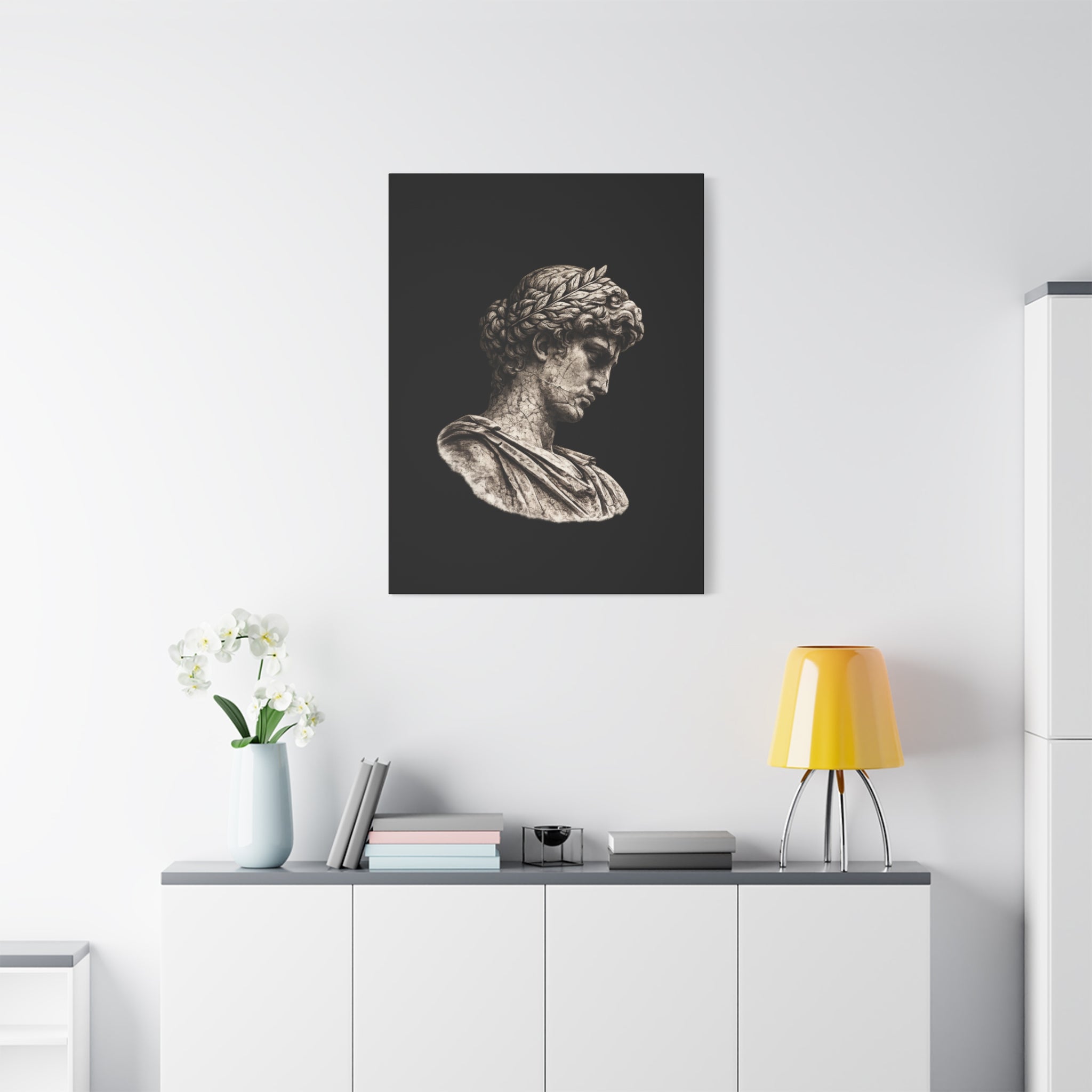 Classical Roman Bust Matte Canvas Wall Art — Stretched Gallery Canvas - Sculpted Heritage