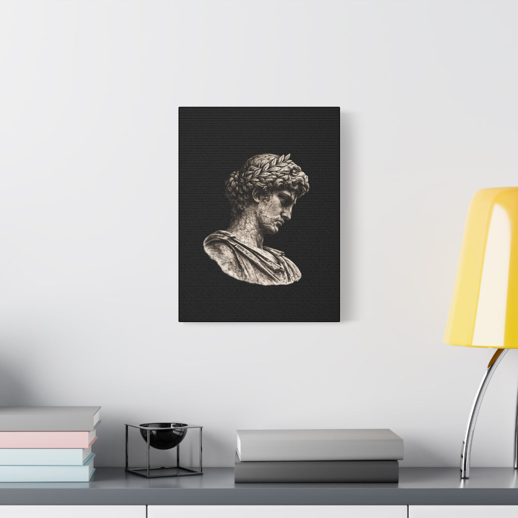 Classical Roman Bust Matte Canvas Wall Art — Stretched Gallery Canvas - Sculpted Heritage