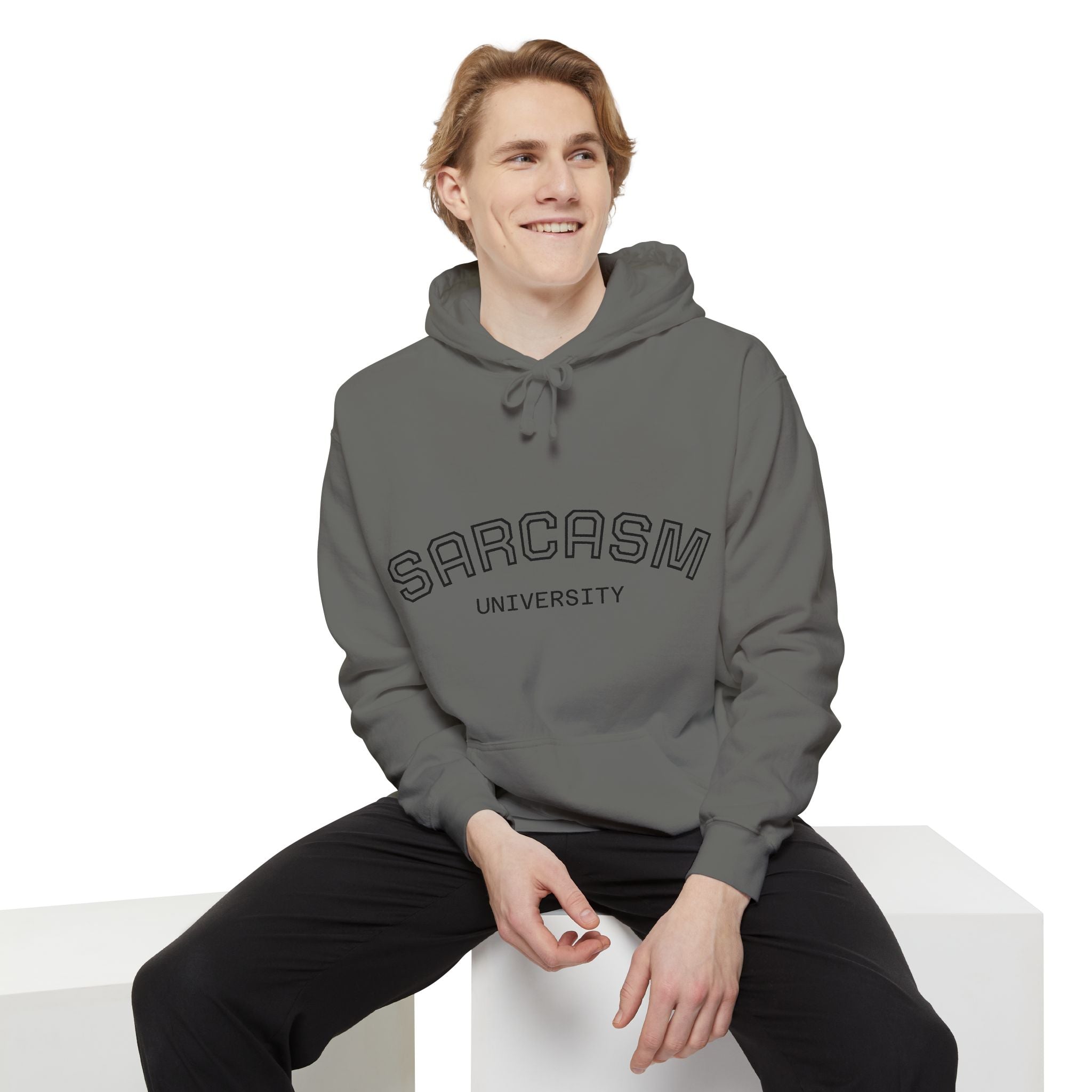 Sarcasm University Hoodie — Funny Collegiate Pullover - Sculpted Heritage