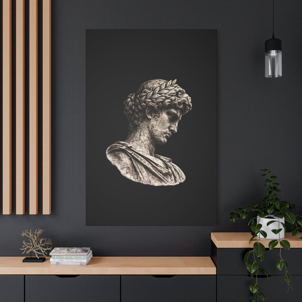 Classical Roman Bust Matte Canvas Wall Art — Stretched Gallery Canvas - Sculpted Heritage