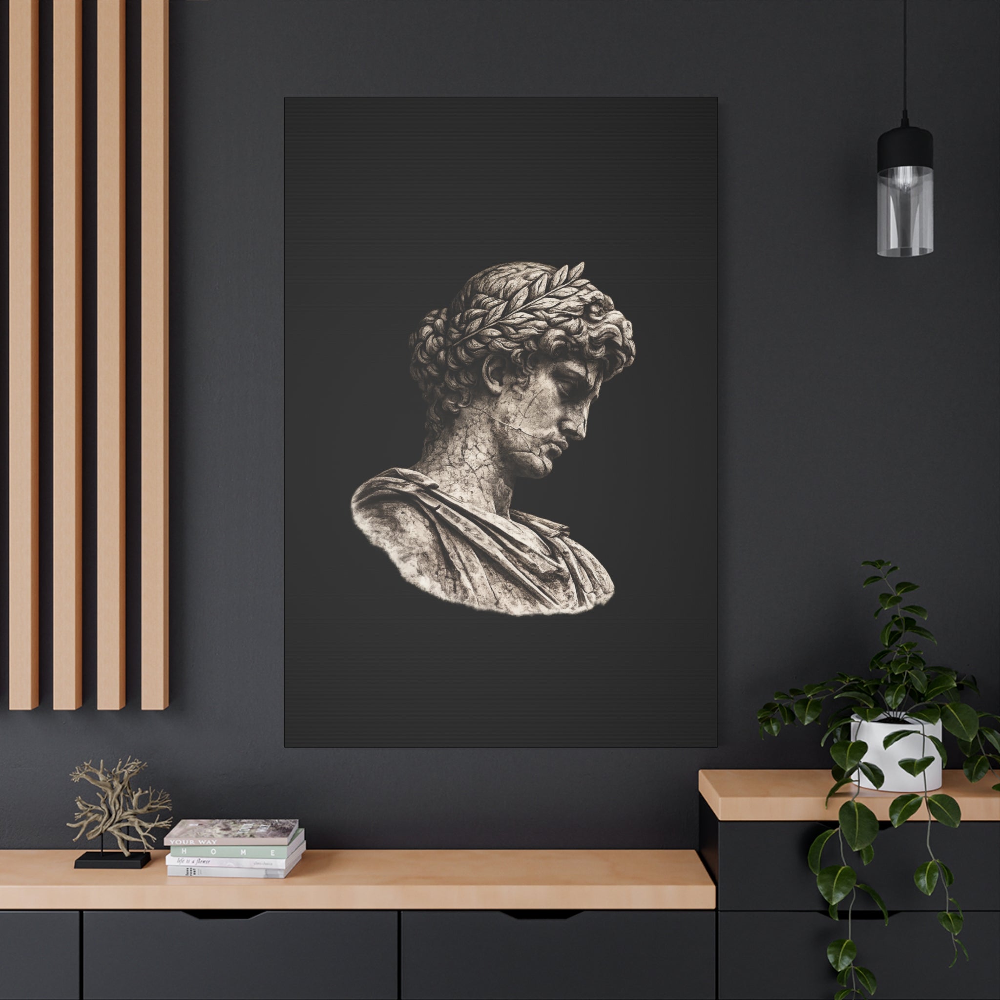Classical Roman Bust Matte Canvas Wall Art — Stretched Gallery Canvas - Sculpted Heritage