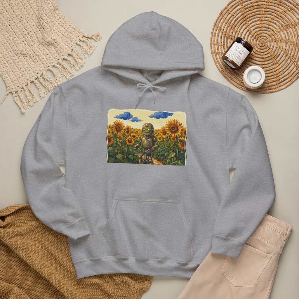 Heritage Hoodie — Vintage Robot in Sunflowers Graphic Sweatshirt - Sculpted Heritage
