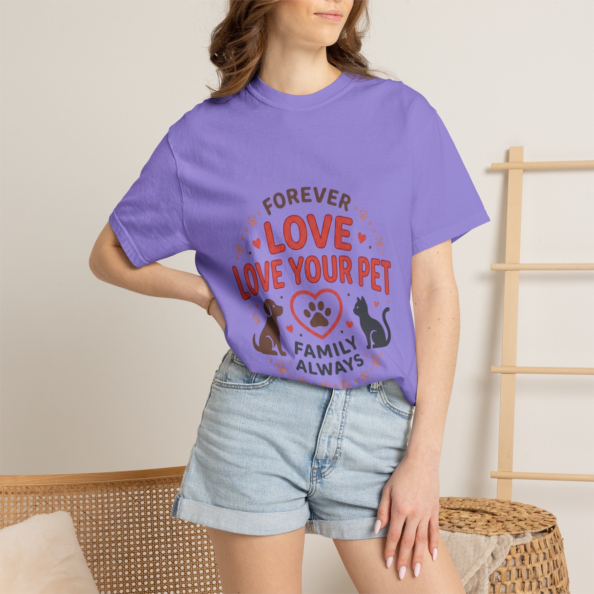 Love Your Pet T-Shirt — "Forever Love, Family Always" Pet Lover Tee - Sculpted Heritage