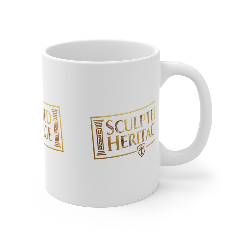 Sculpted Heritage 11oz Ceramic Mug — Vintage Gold Logo - Sculpted Heritage