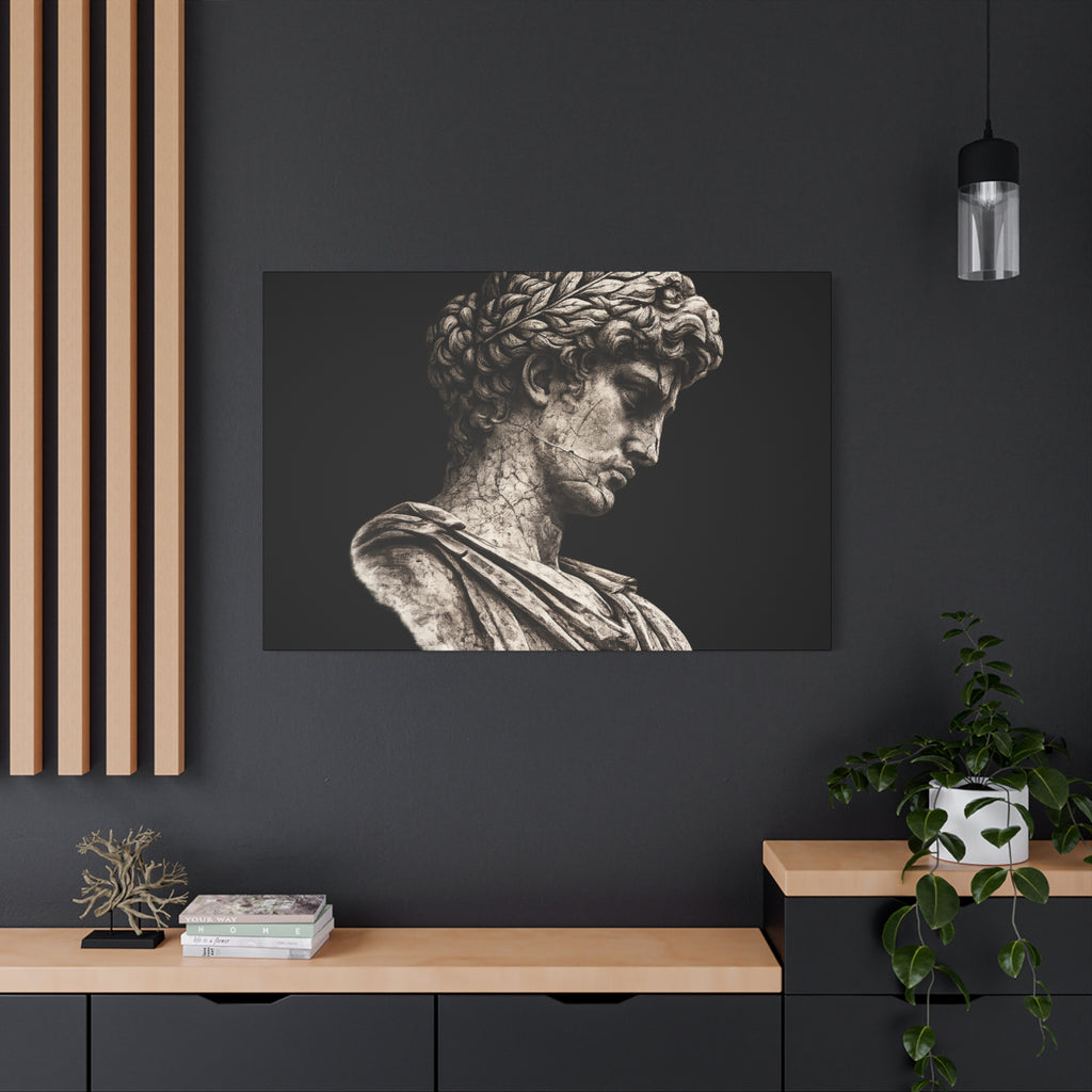 Classical Roman Bust Matte Canvas Wall Art — Stretched Gallery Canvas - Sculpted Heritage