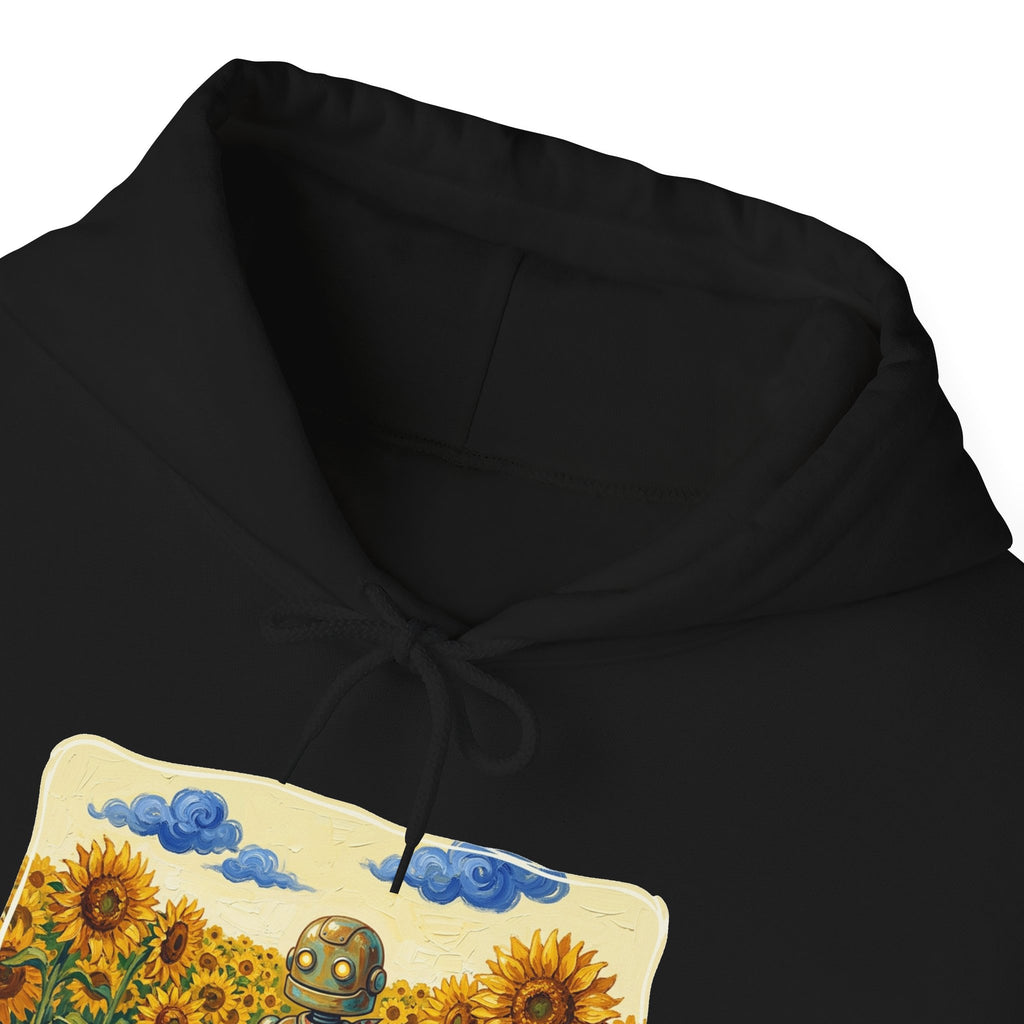 Heritage Hoodie — Vintage Robot in Sunflowers Graphic Sweatshirt - Sculpted Heritage