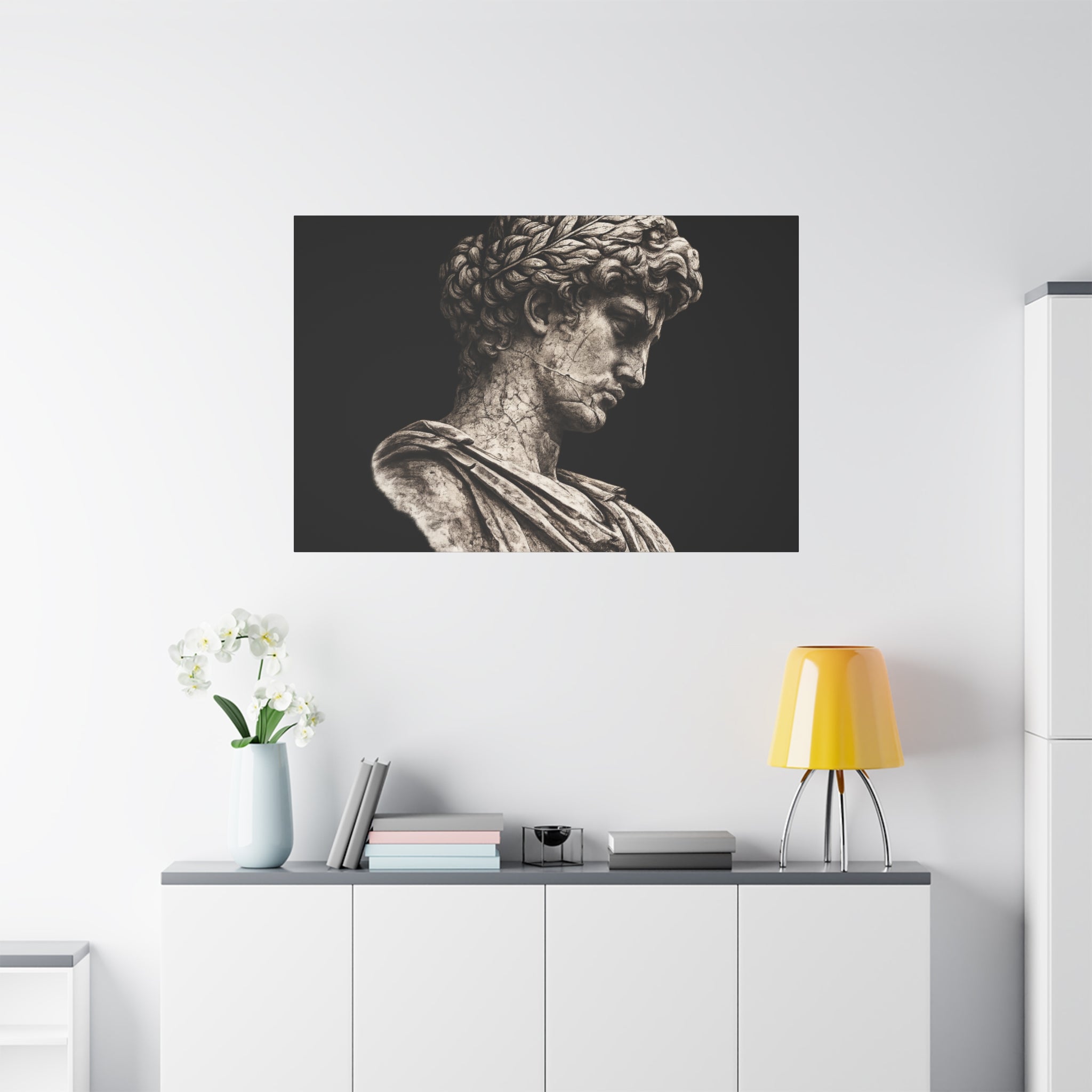 Classical Roman Bust Matte Canvas Wall Art — Stretched Gallery Canvas - Sculpted Heritage