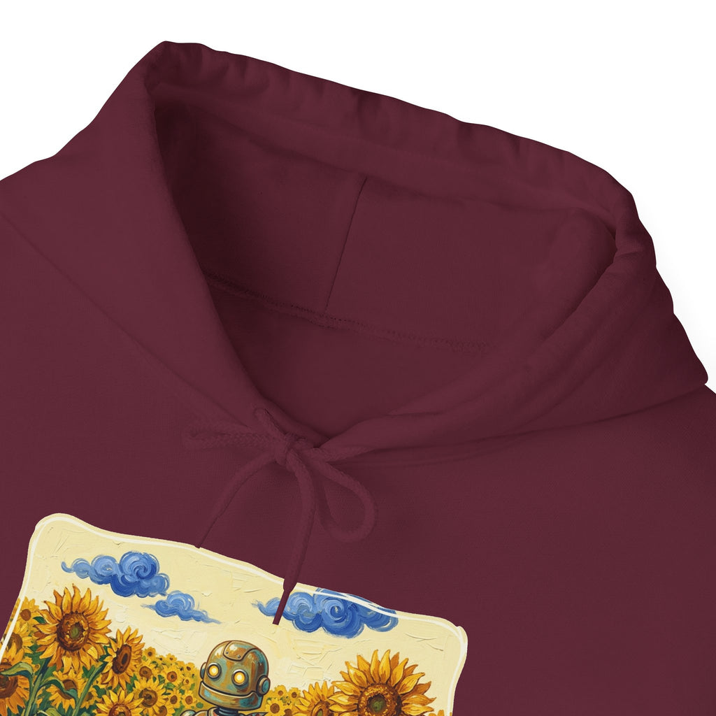 Heritage Hoodie — Vintage Robot in Sunflowers Graphic Sweatshirt - Sculpted Heritage