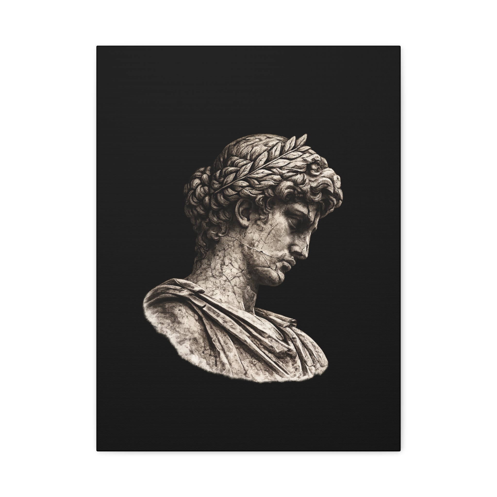 Classical Roman Bust Matte Canvas Wall Art — Stretched Gallery Canvas - Sculpted Heritage