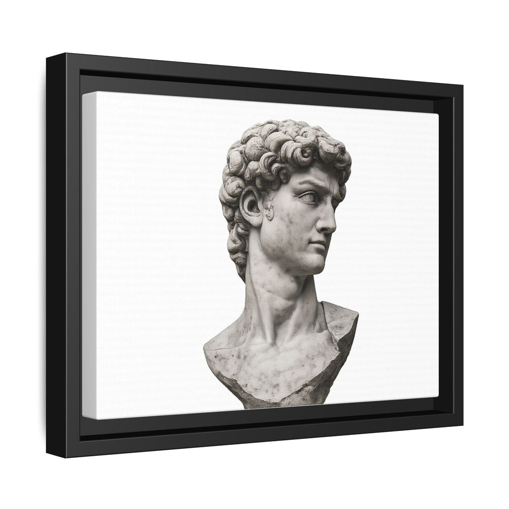 Framed Matte Canvas Print — Classical David Bust Sculpture - Sculpted Heritage