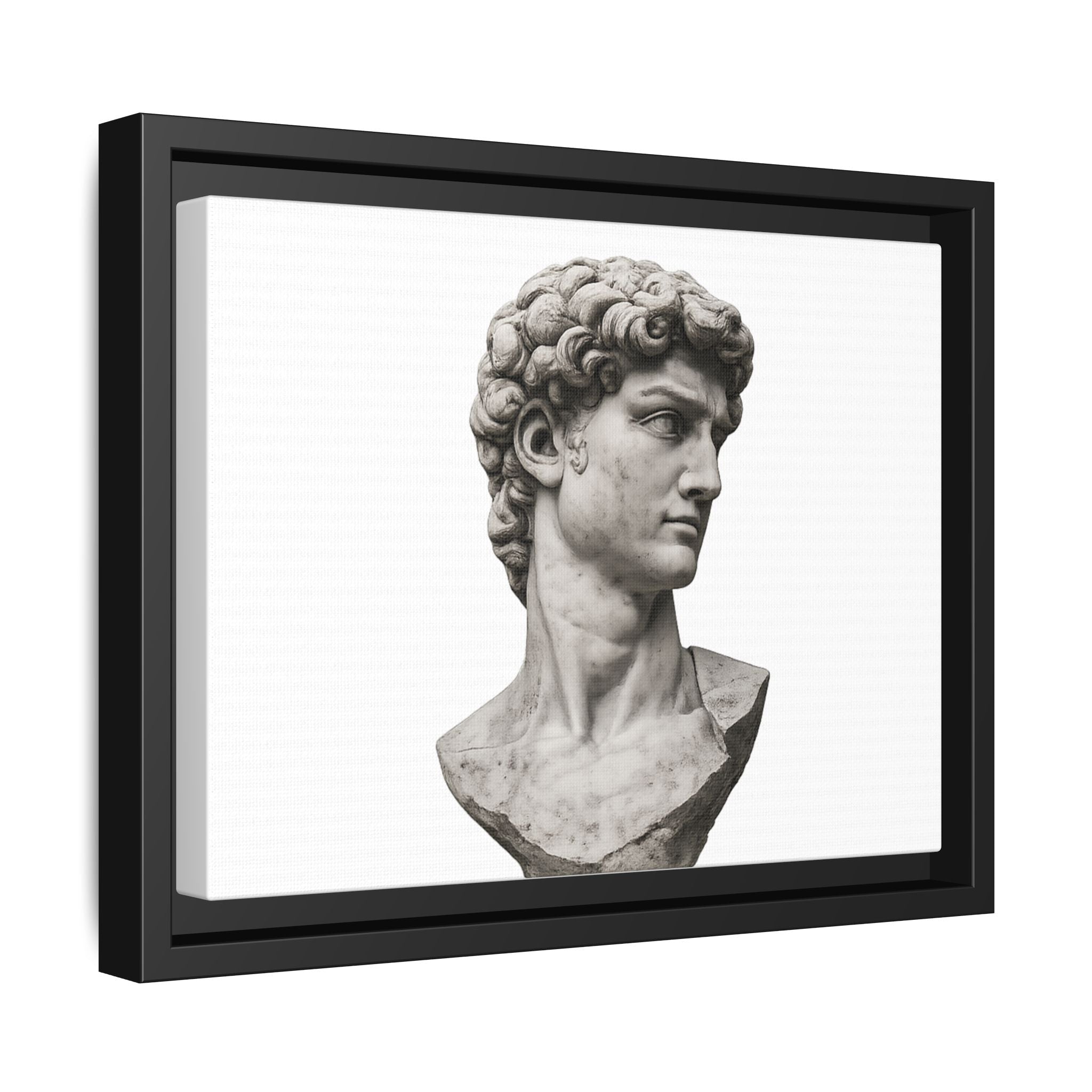 Framed Matte Canvas Print — Classical David Bust Sculpture - Sculpted Heritage