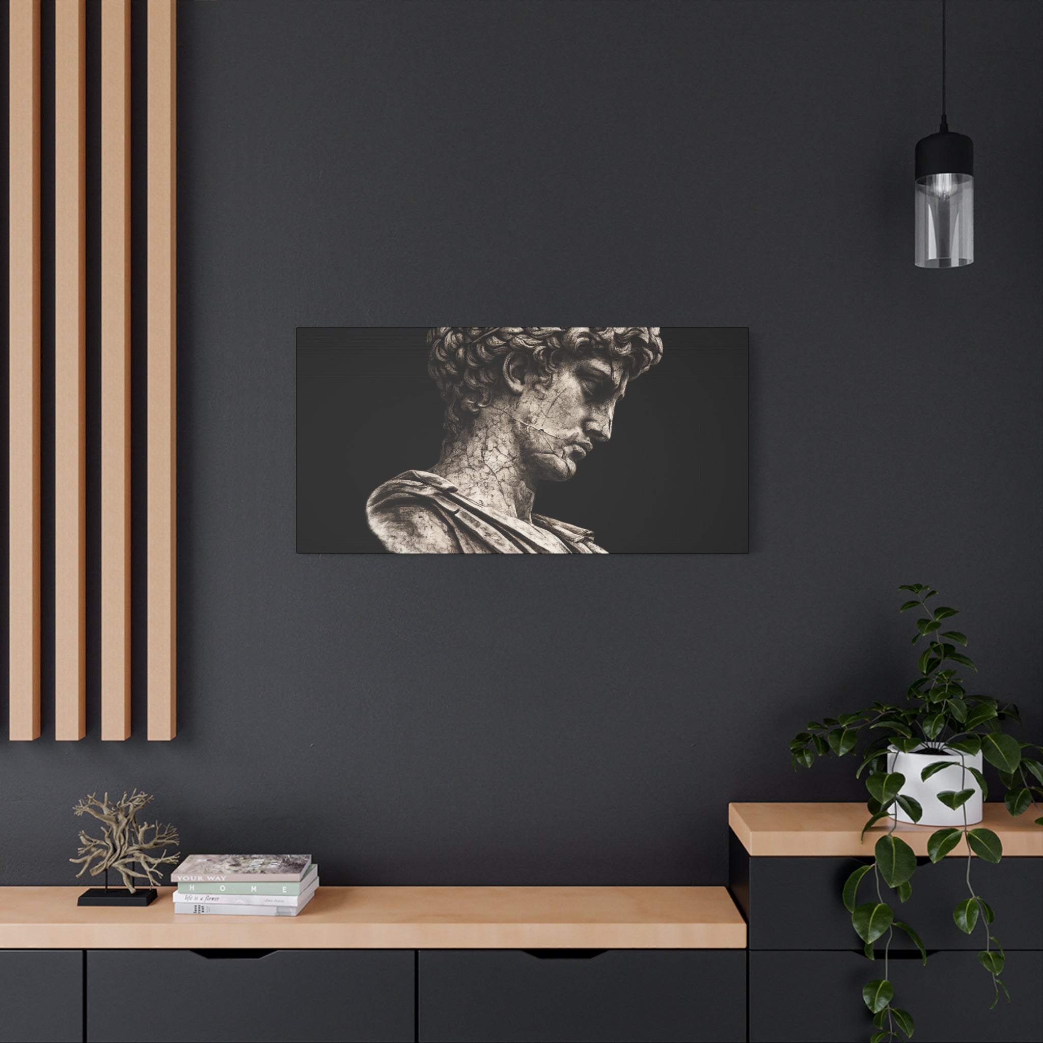 Classical Roman Bust Matte Canvas Wall Art — Stretched Gallery Canvas - Sculpted Heritage
