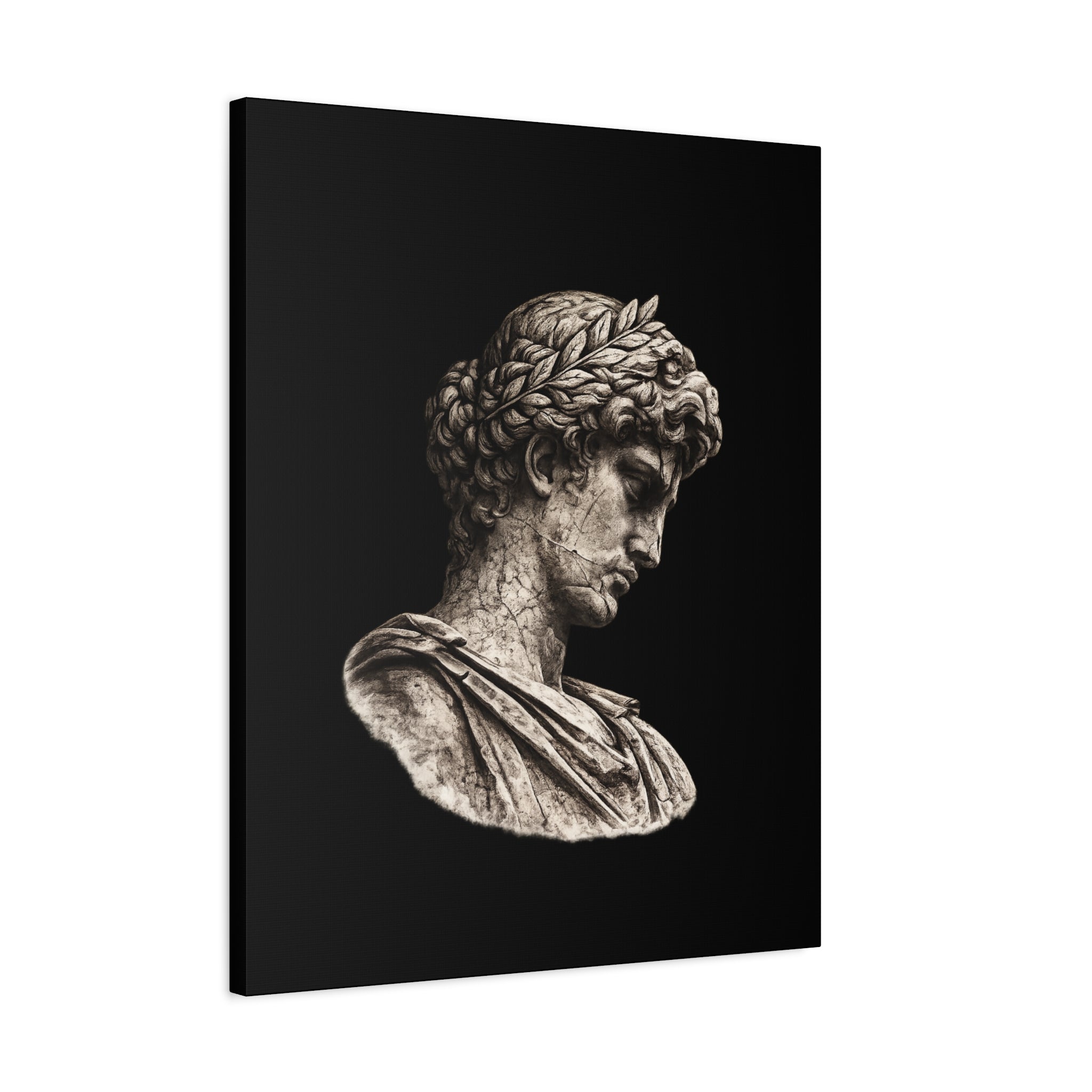 Classical Roman Bust Matte Canvas Wall Art — Stretched Gallery Canvas - Sculpted Heritage