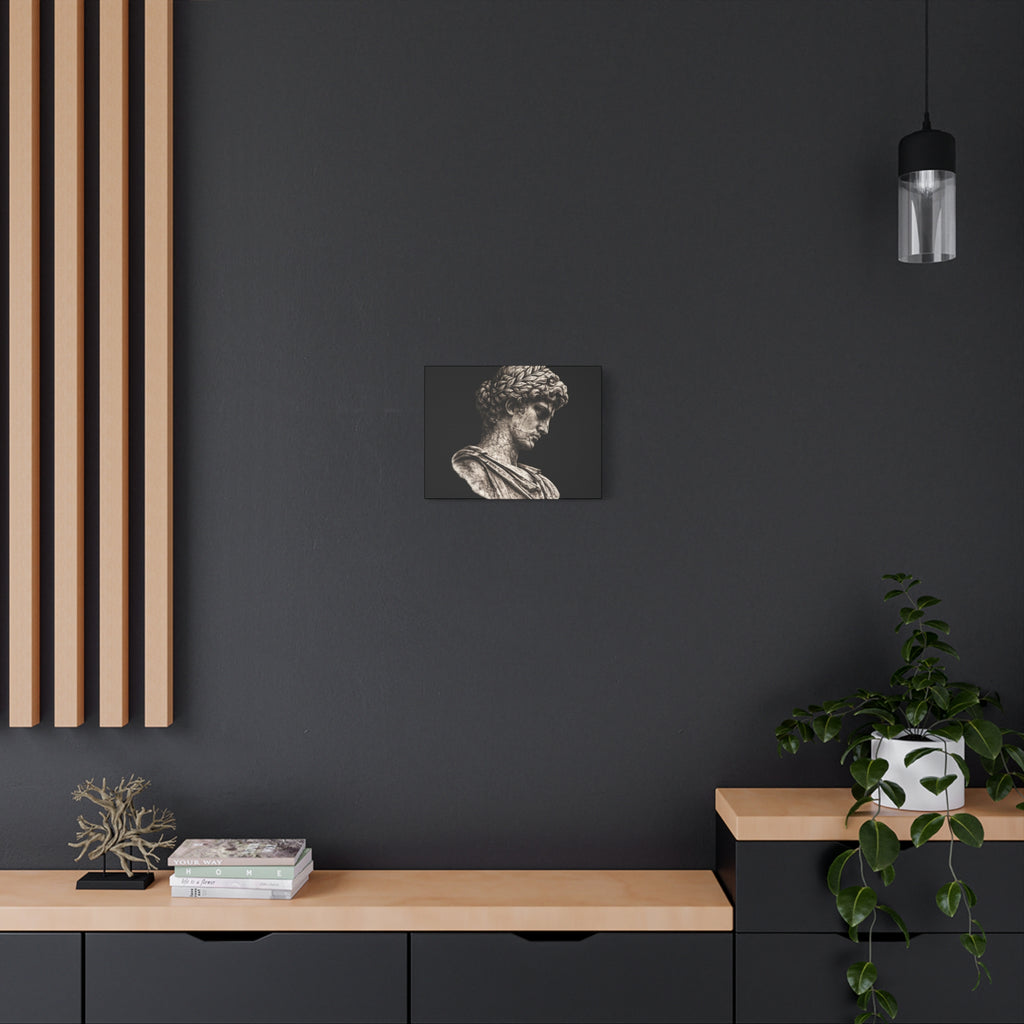 Classical Roman Bust Matte Canvas Wall Art — Stretched Gallery Canvas - Sculpted Heritage